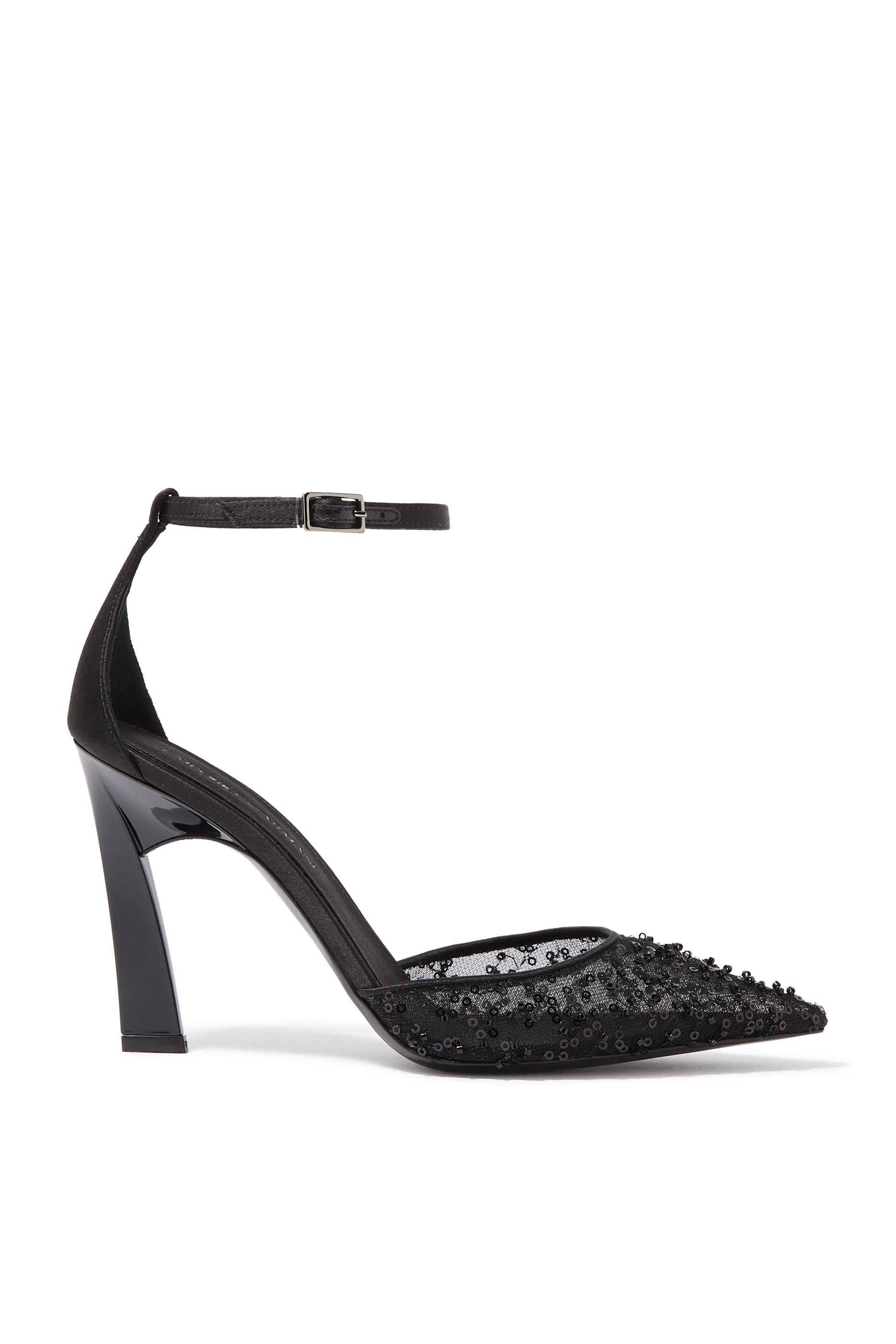 Decollete 110 Satin Sequin Embroidered Sandals