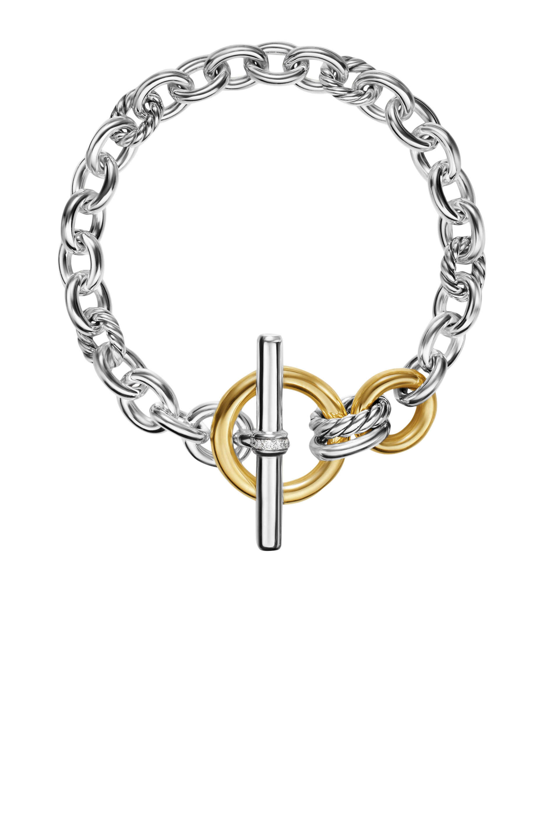 DY Mercer® Toggle Chain Bracelet,  Sterling Silver with 18K Yellow Gold & Diamonds