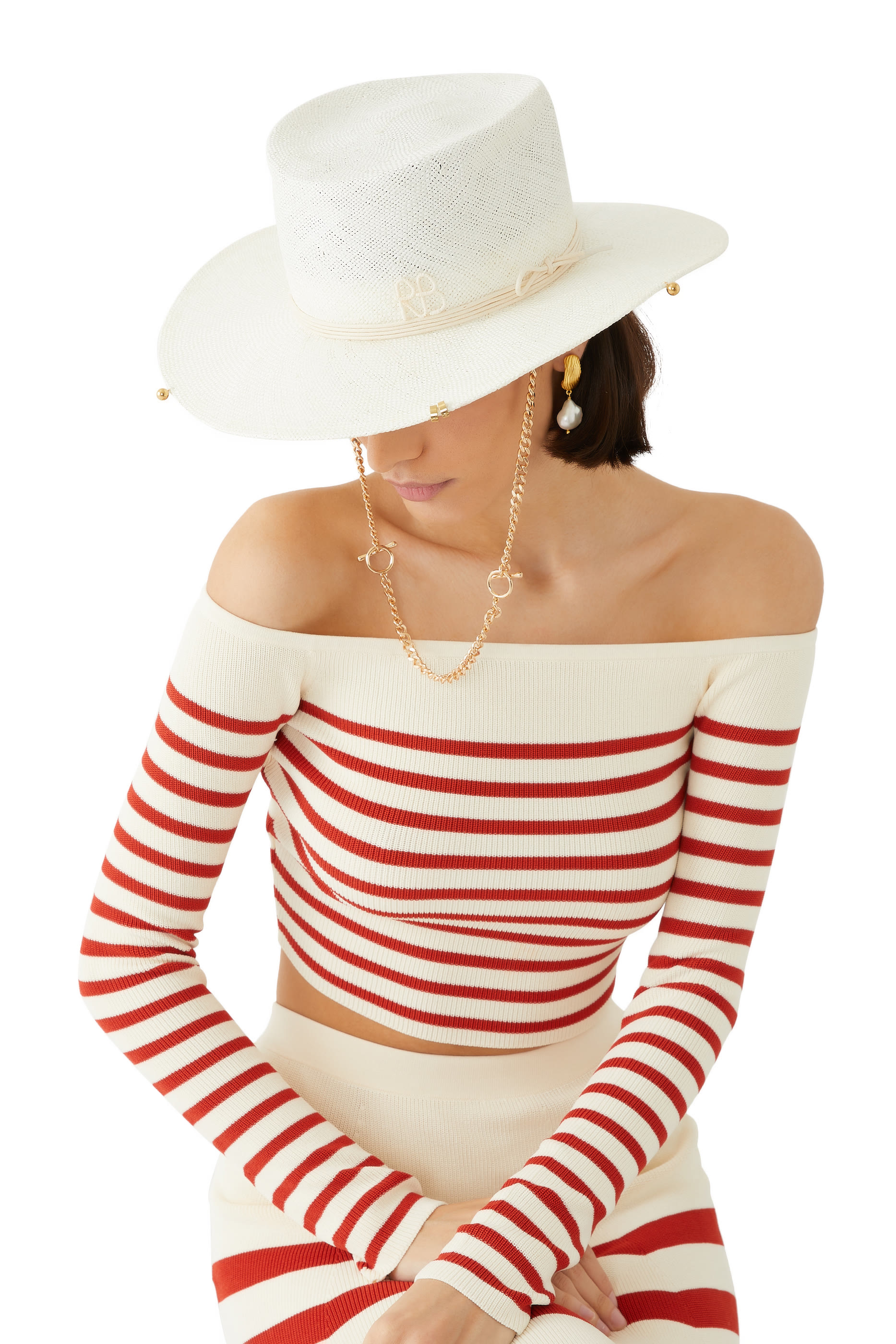 Chain Strap Sisal Gambler Hat