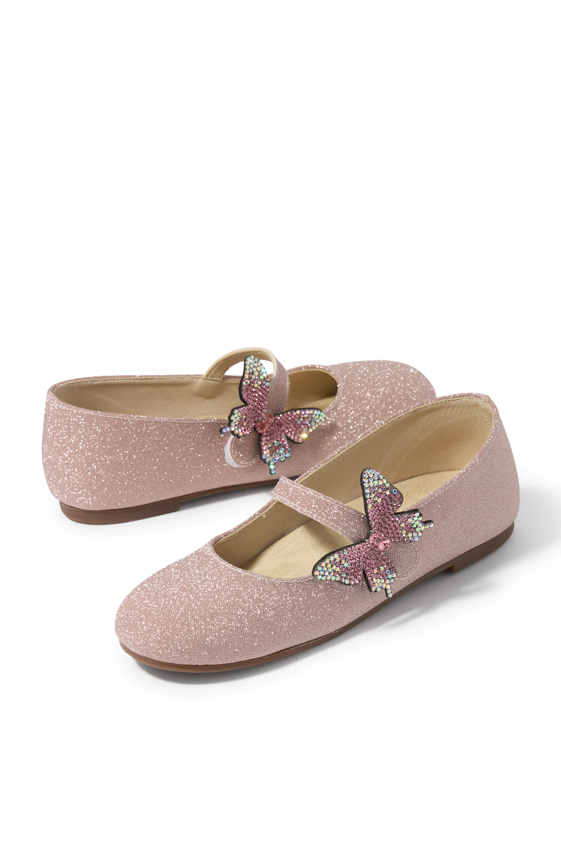 Kids Butterfly Crystals-Embellished Flats
