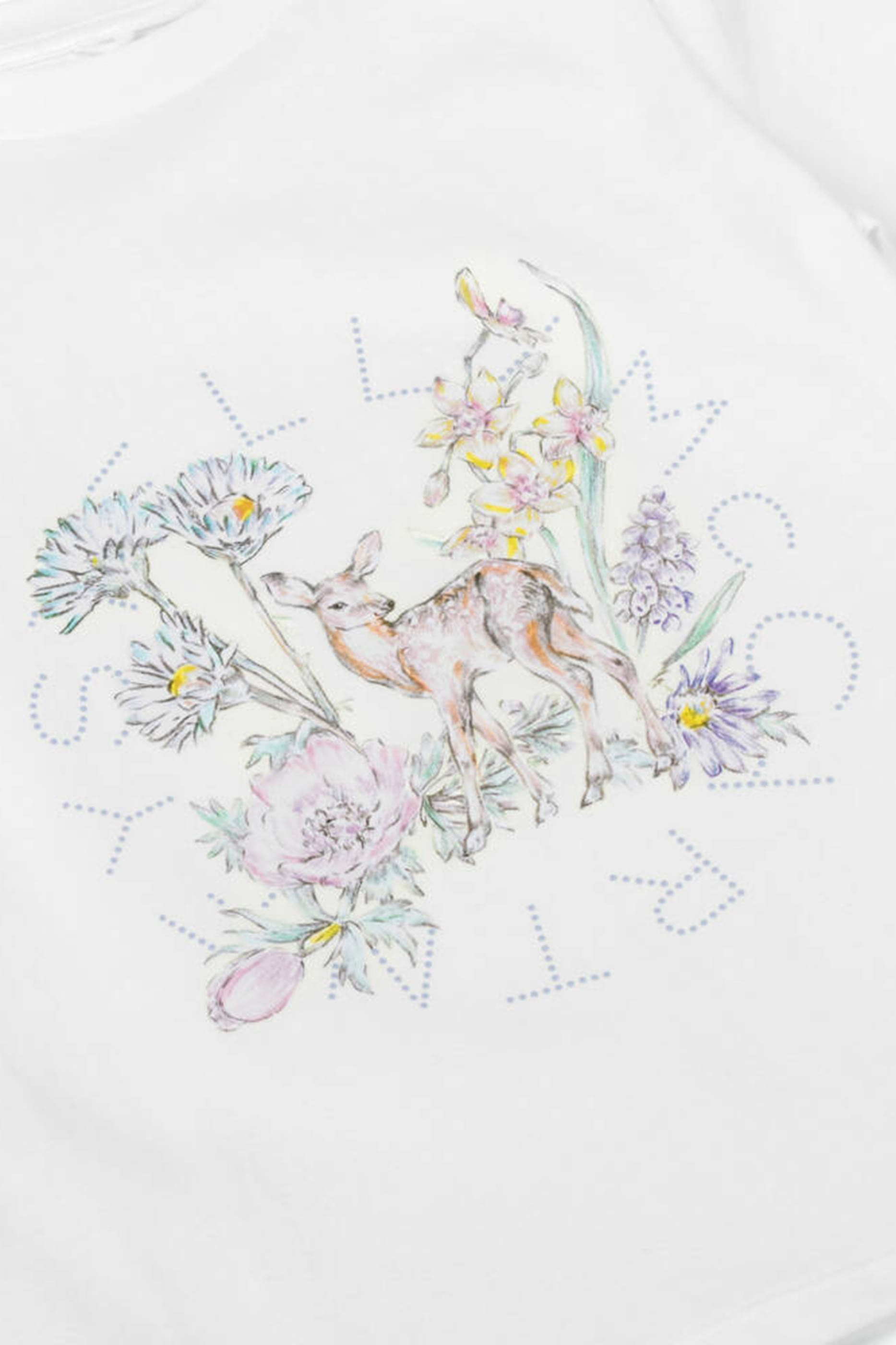 Kids Floral Deer Graphic T-Shirt