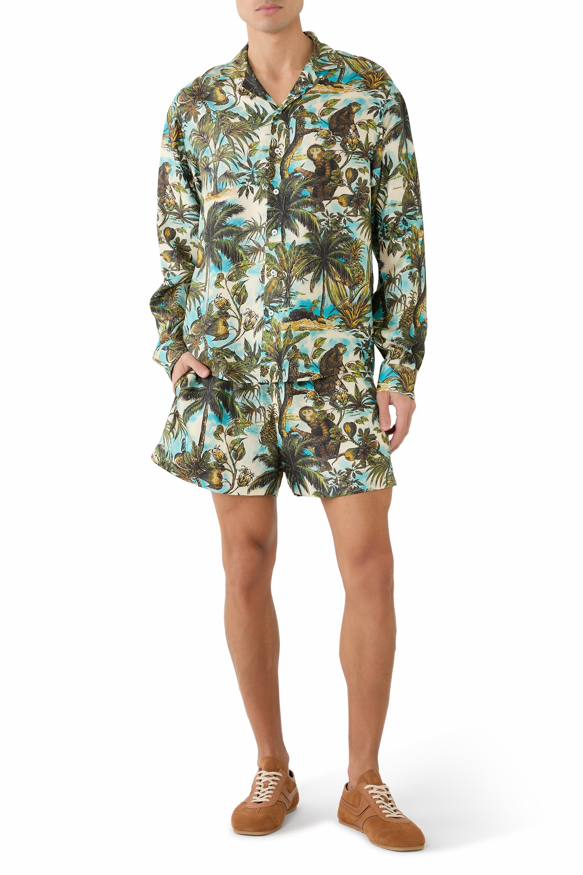  Monkey Print Pull-On Shorts
