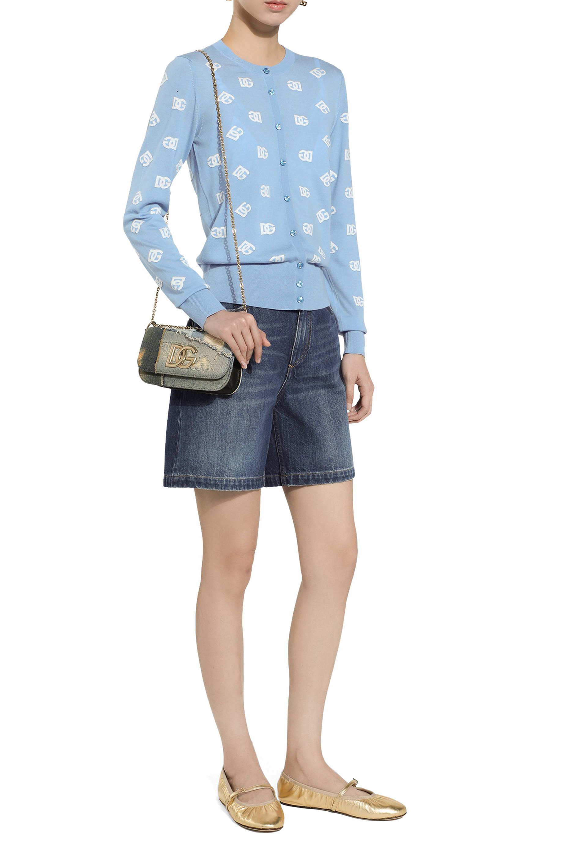 DG Logo Jacquard Wool & Silk Cardigan