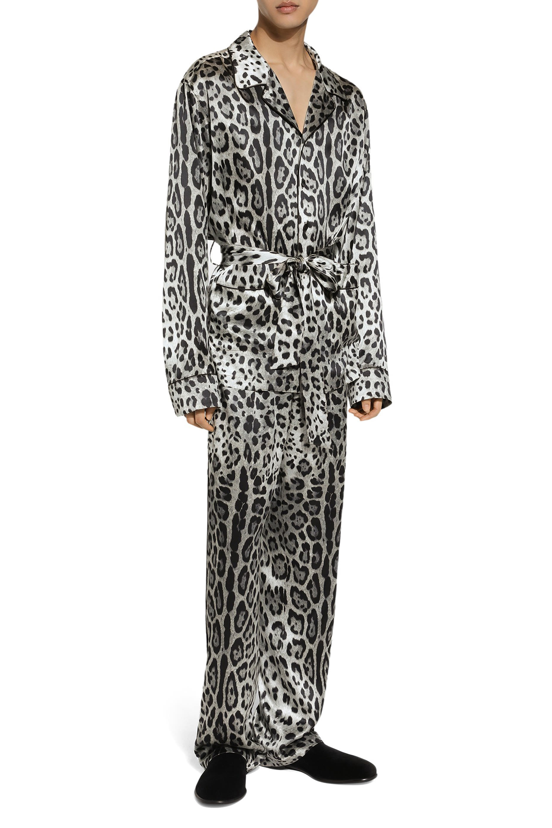 Leopard-Print Satin Robe