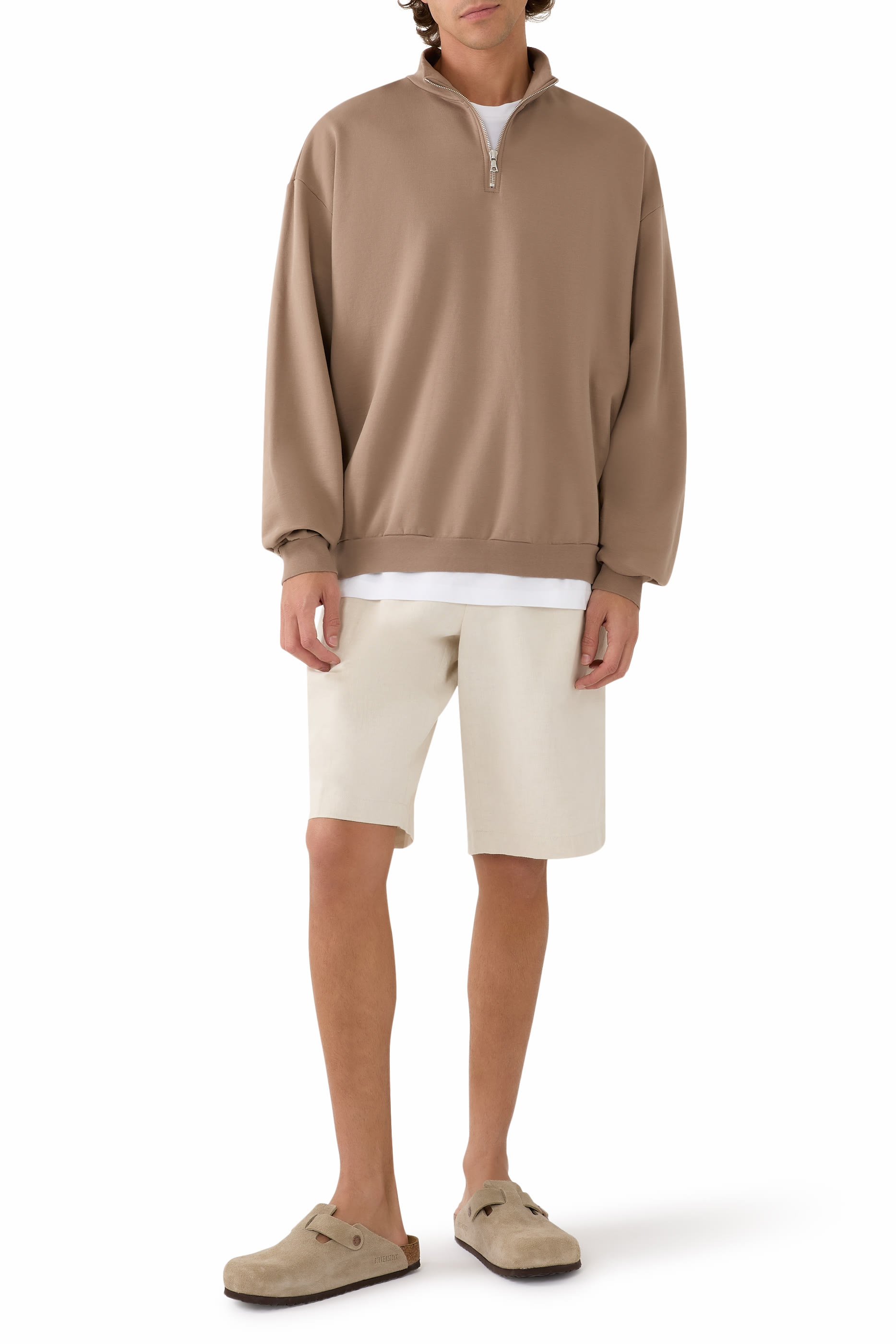 Elastic High Gauge Sweat Half Zip Polo