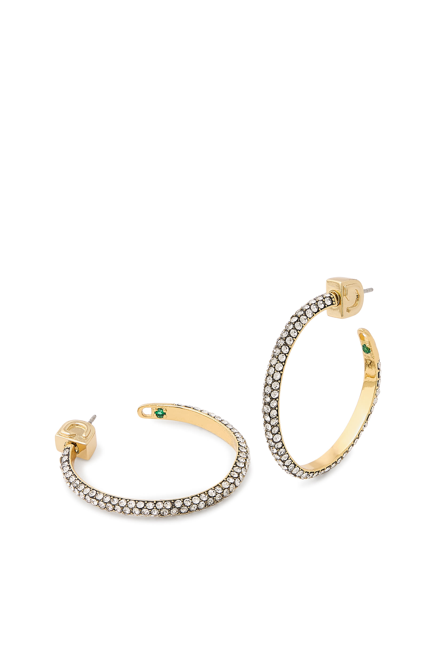  Mini Pav&eacute; Calypso Hoops, 12K Gold Plated Brass & Crystals