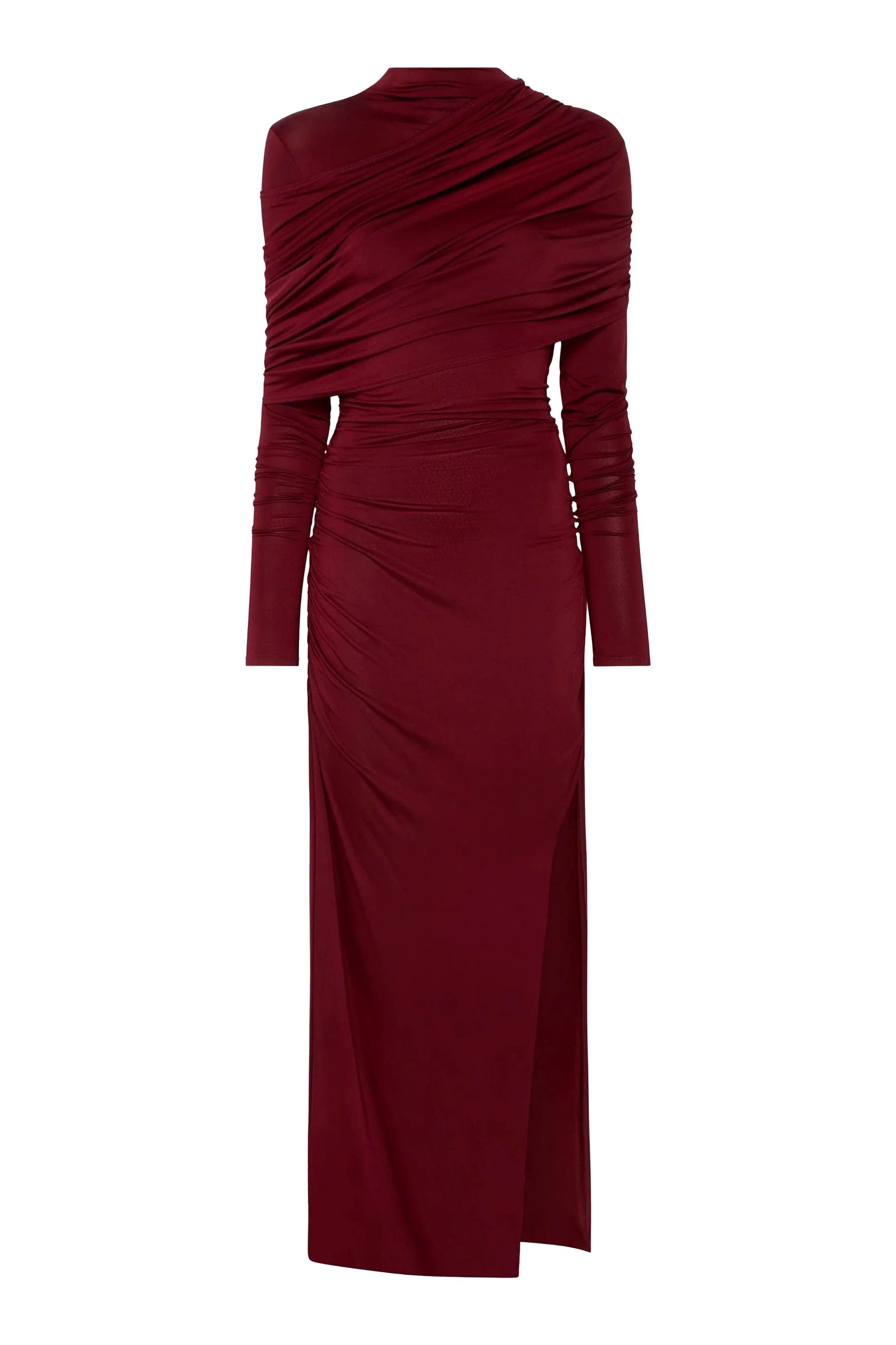 Jersey Asymmetrical Shawl Draped Gown 