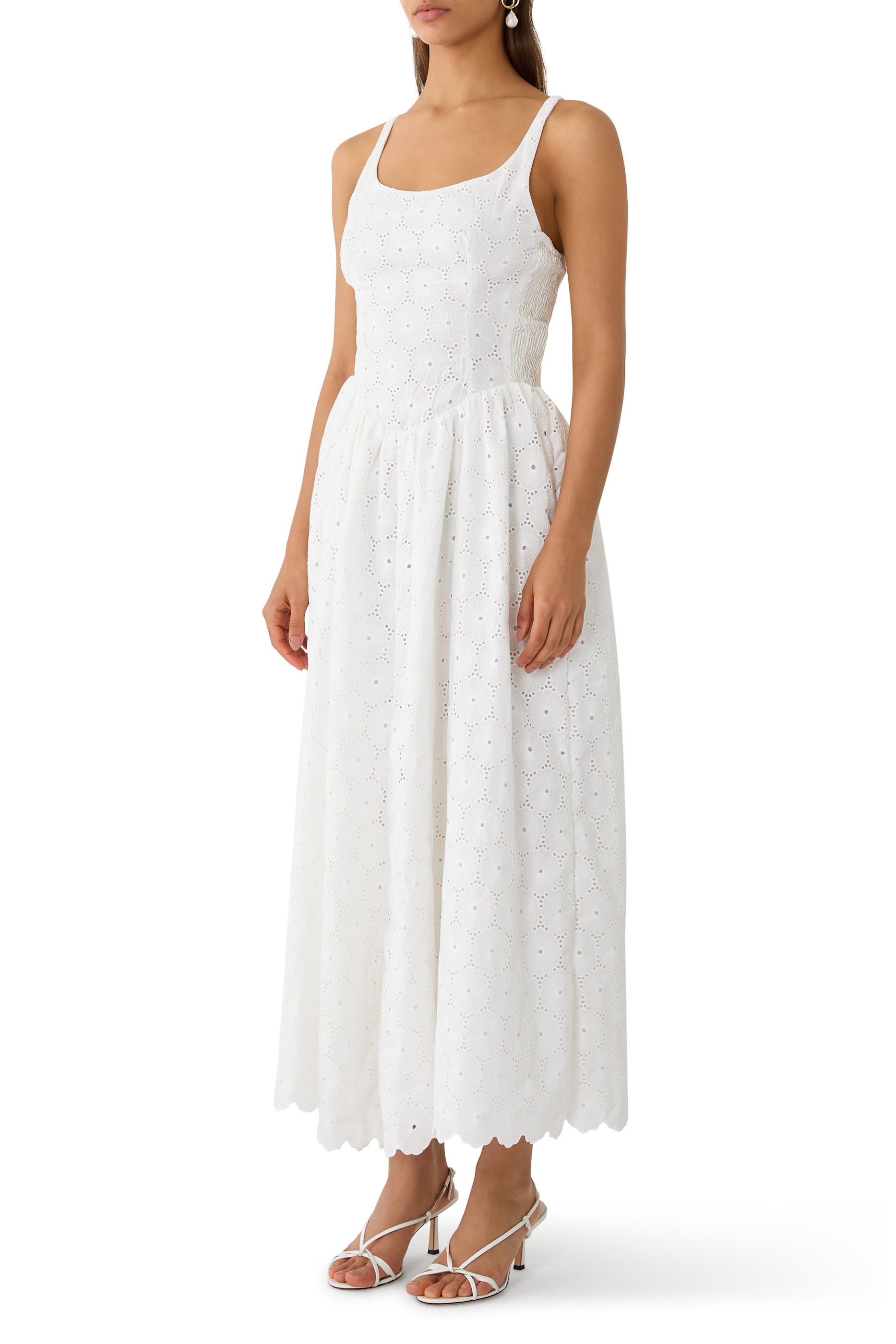 Milana Broderie Anglaise Midi Dress