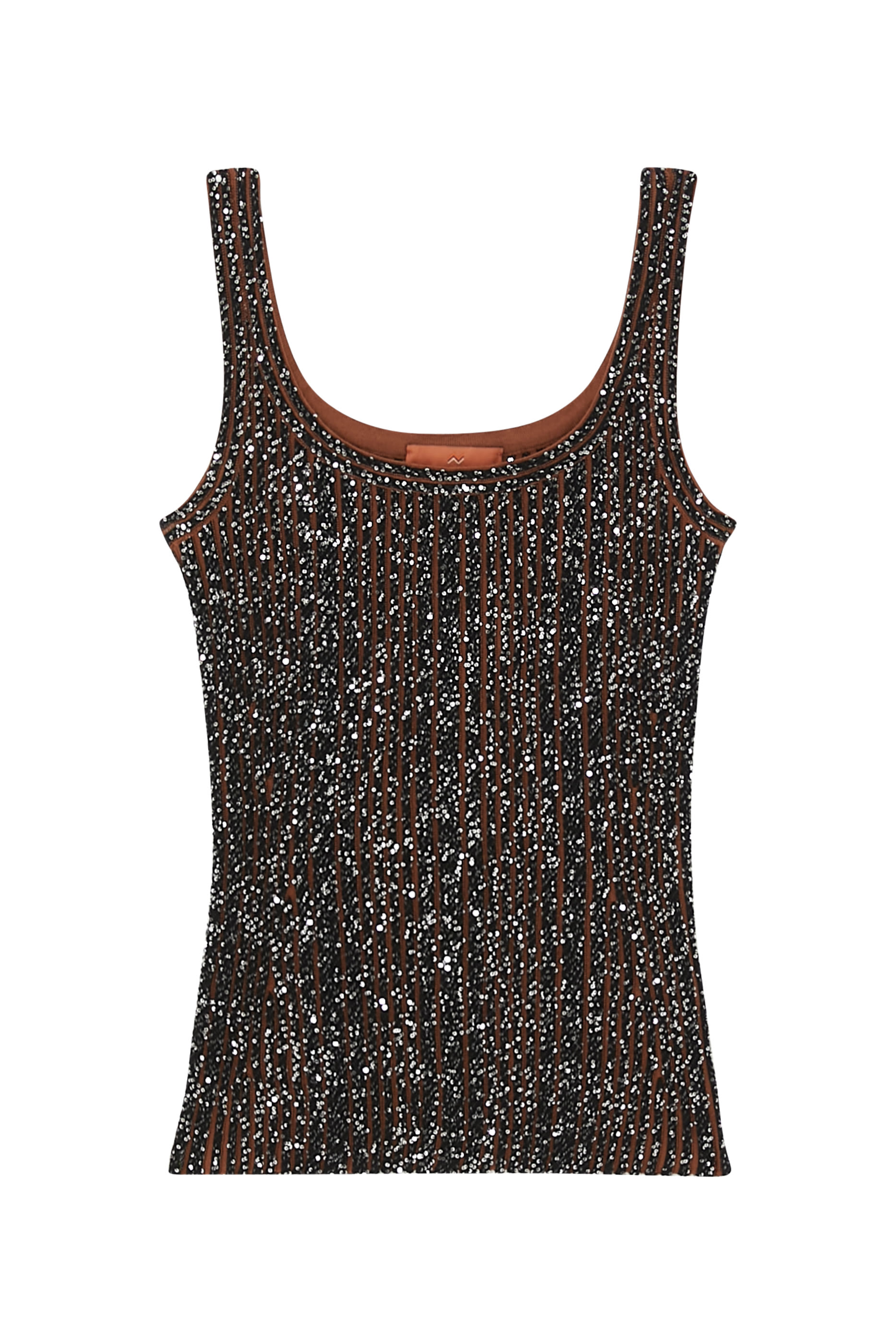 Partialized Knit Sequinned Sleeveless Tank Top