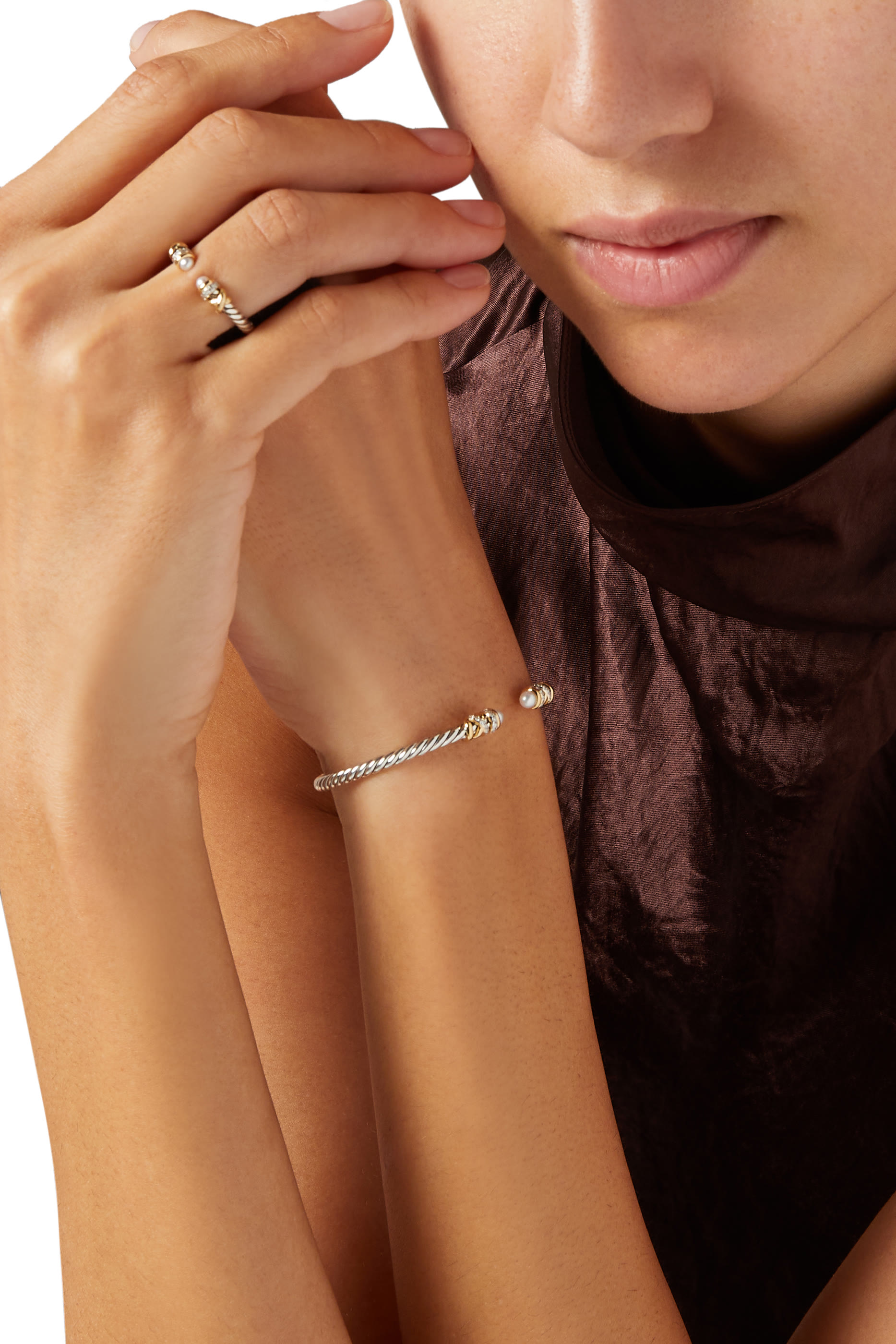 Petite Helena Ring, Sterling Silver, 18K Yellow Gold, & Diamonds