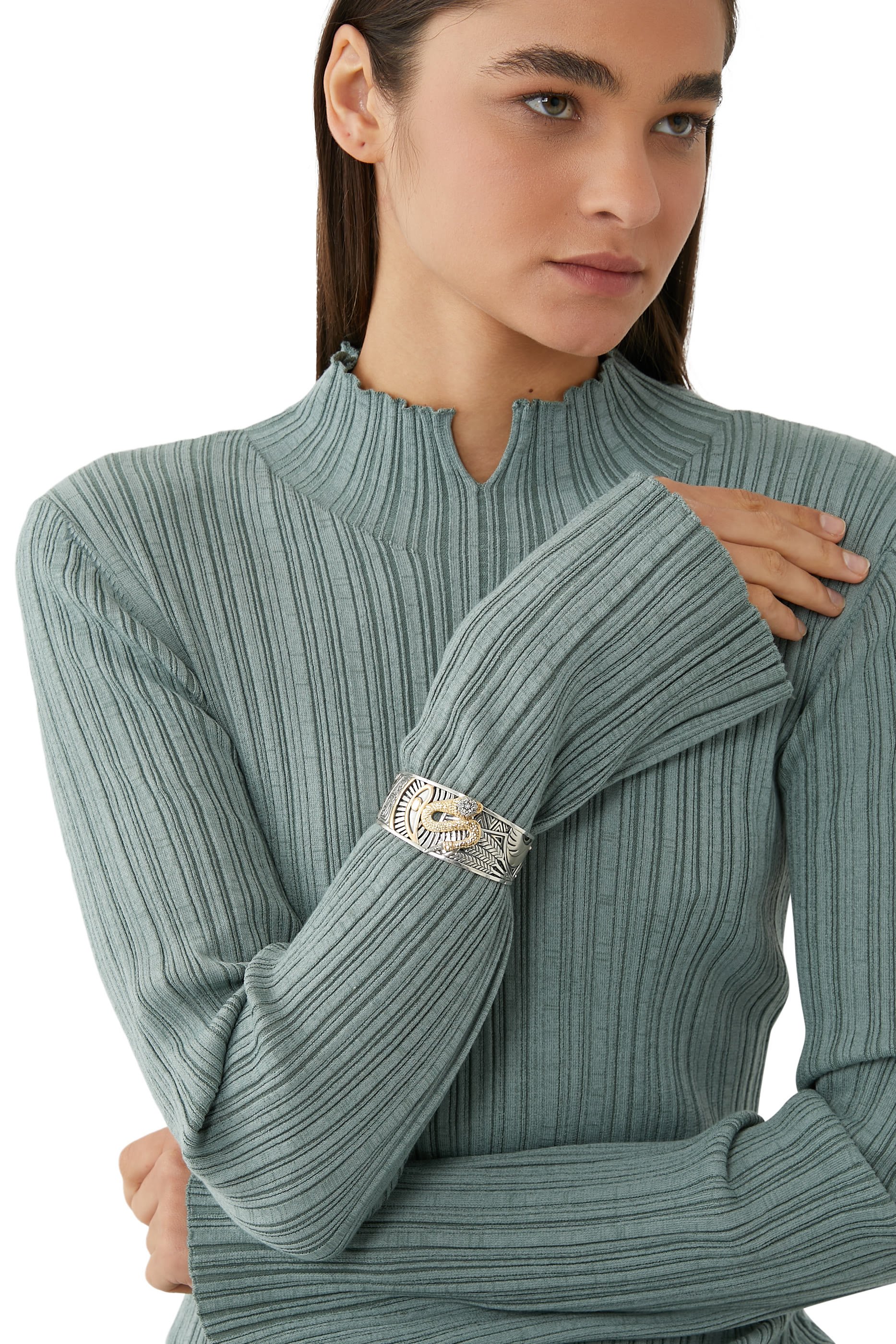 Talisman Cuff, 18k Gold & Topaz & Sapphire