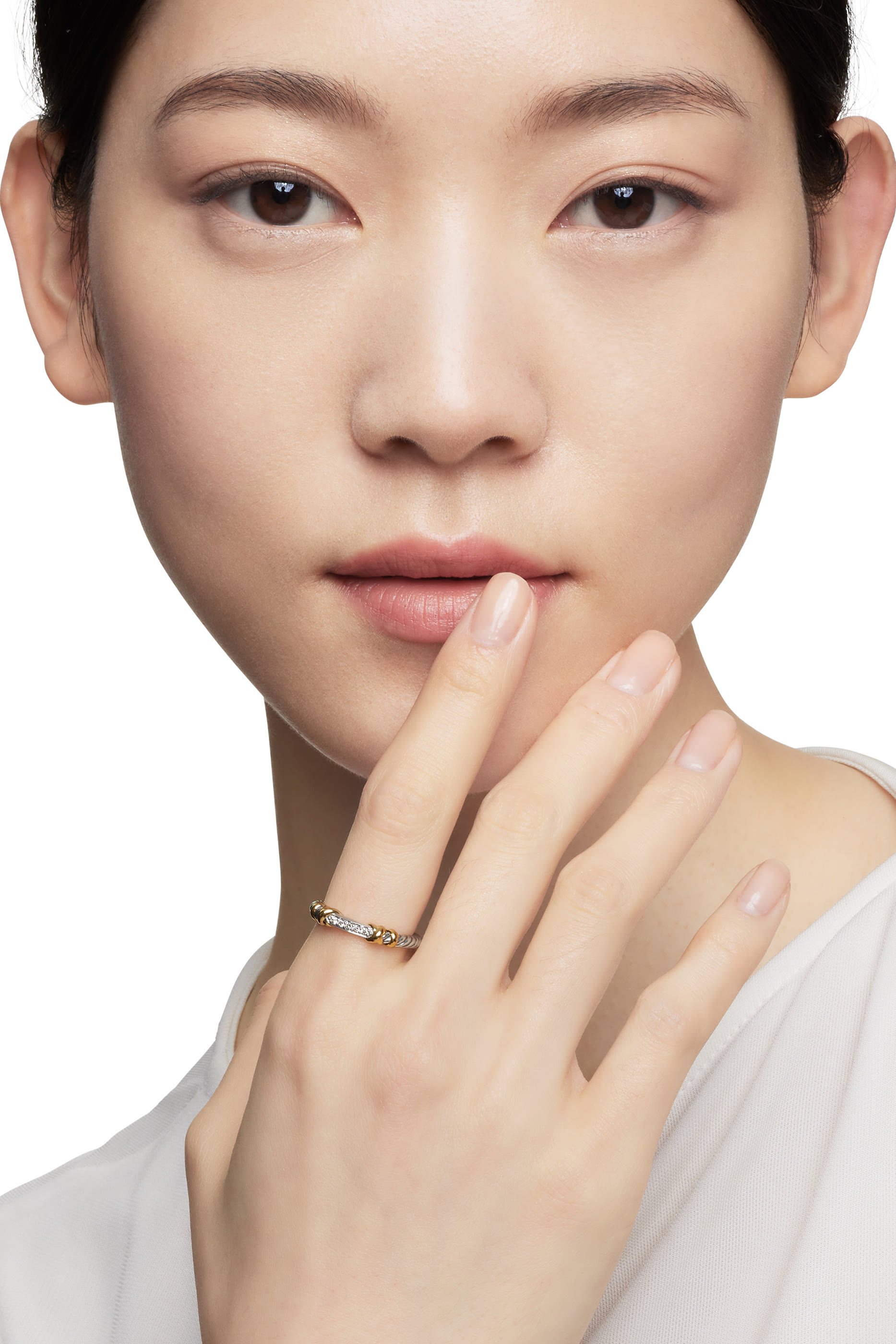 Petite Helena Wrap Band, Sterling Silver with 18K Yellow Gold and Diamonds