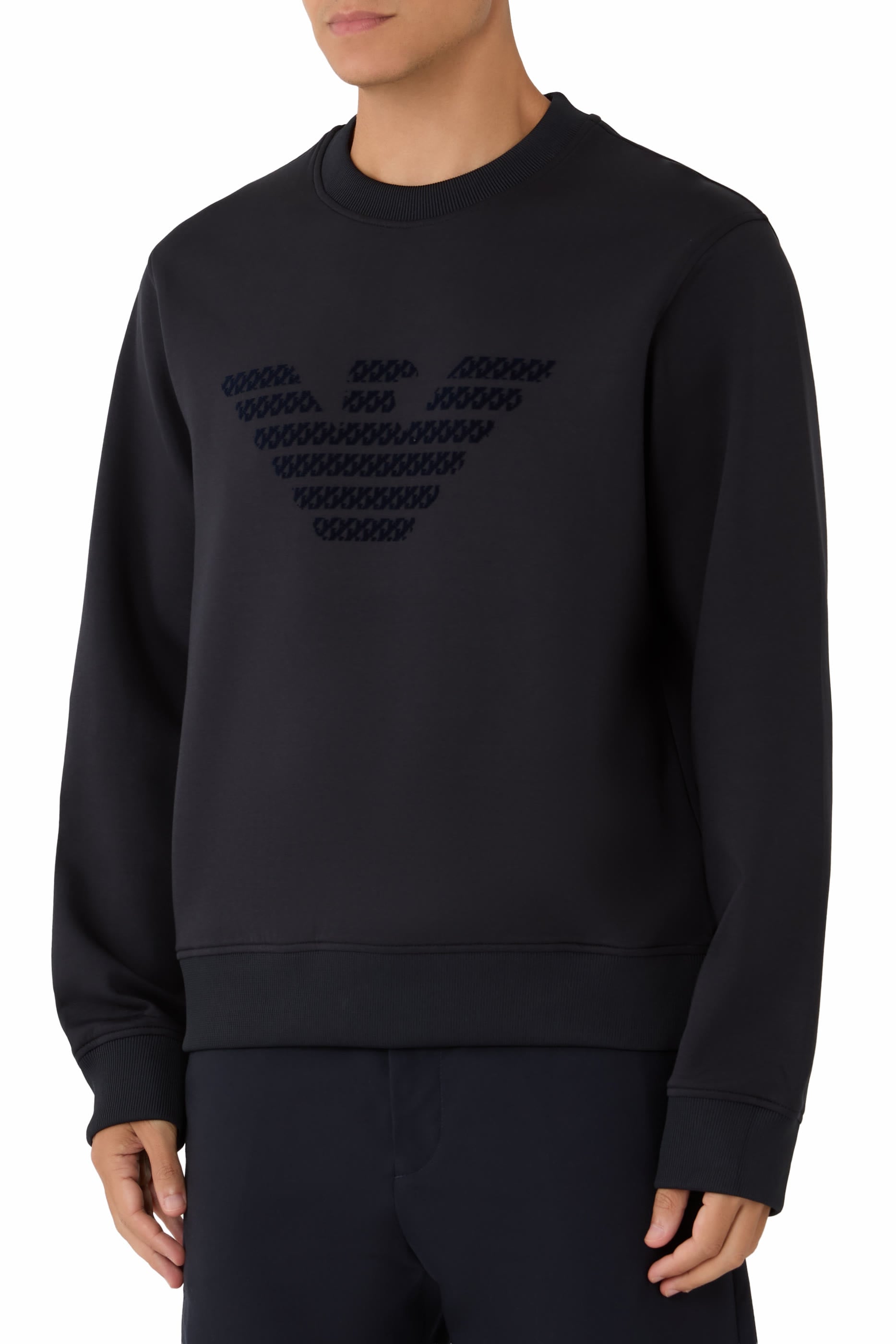 Flocked Eagle Print Sweatshirt