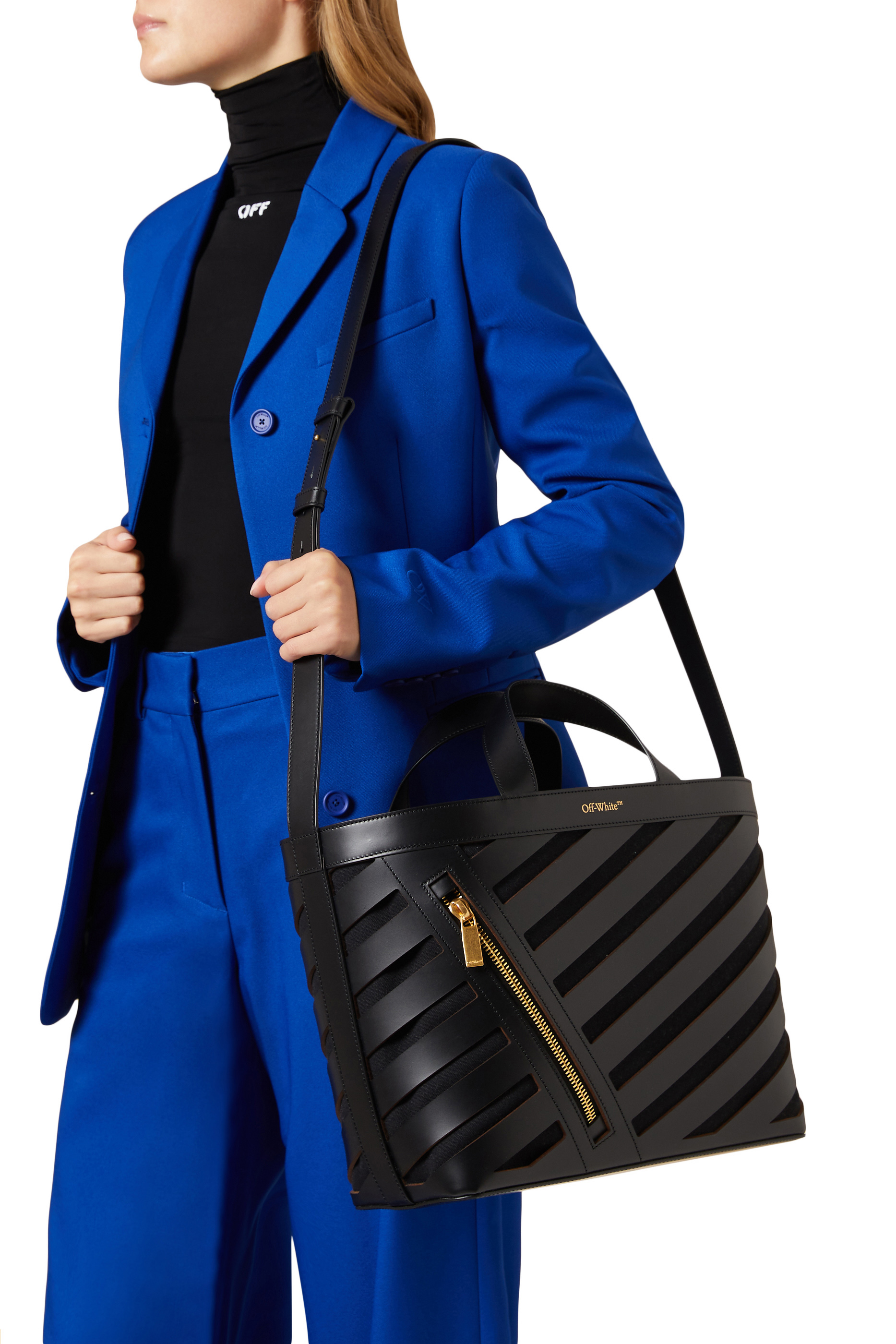 Cut-Out Diag Small Tote Bag