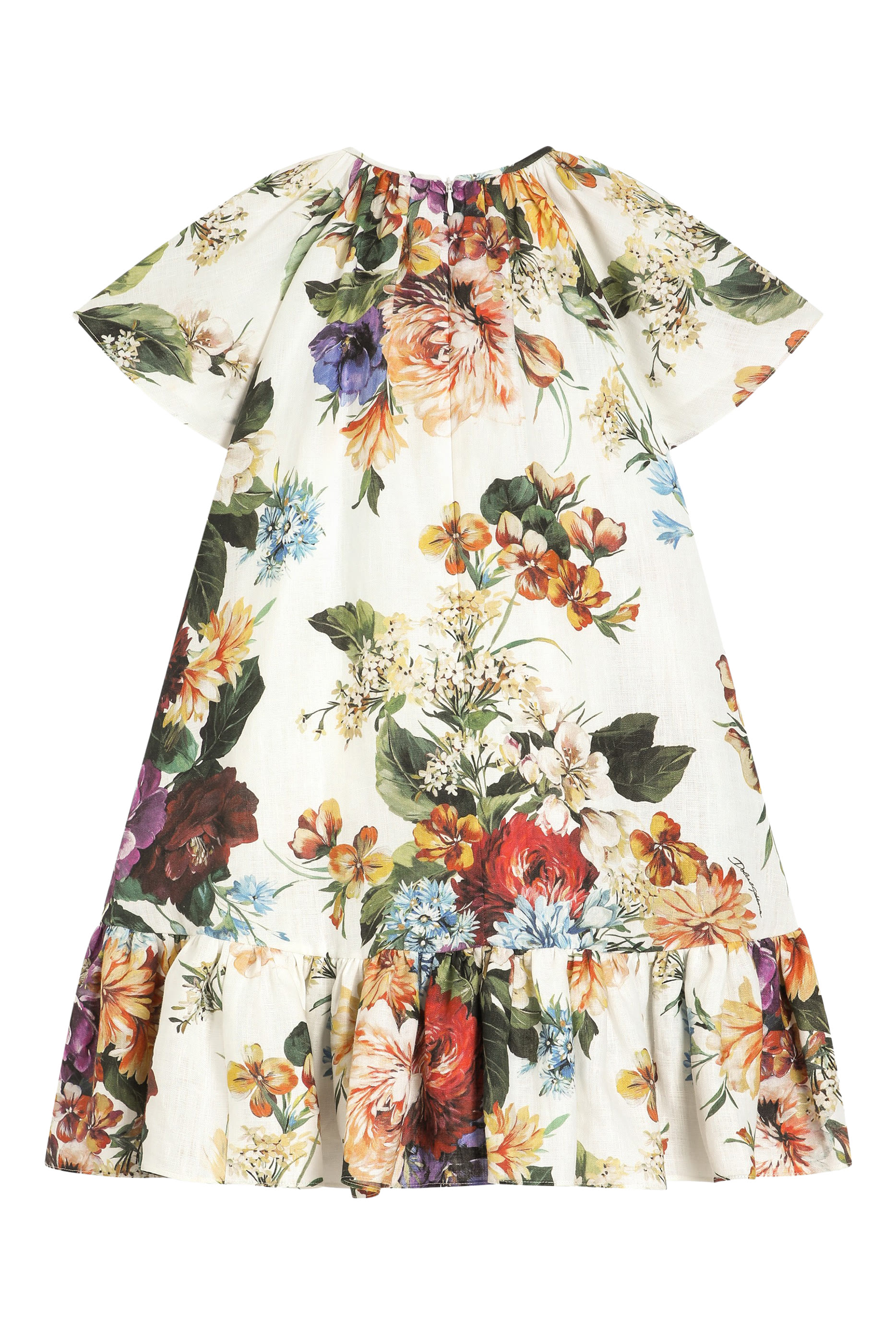 Kids Flower Print Linen Dress