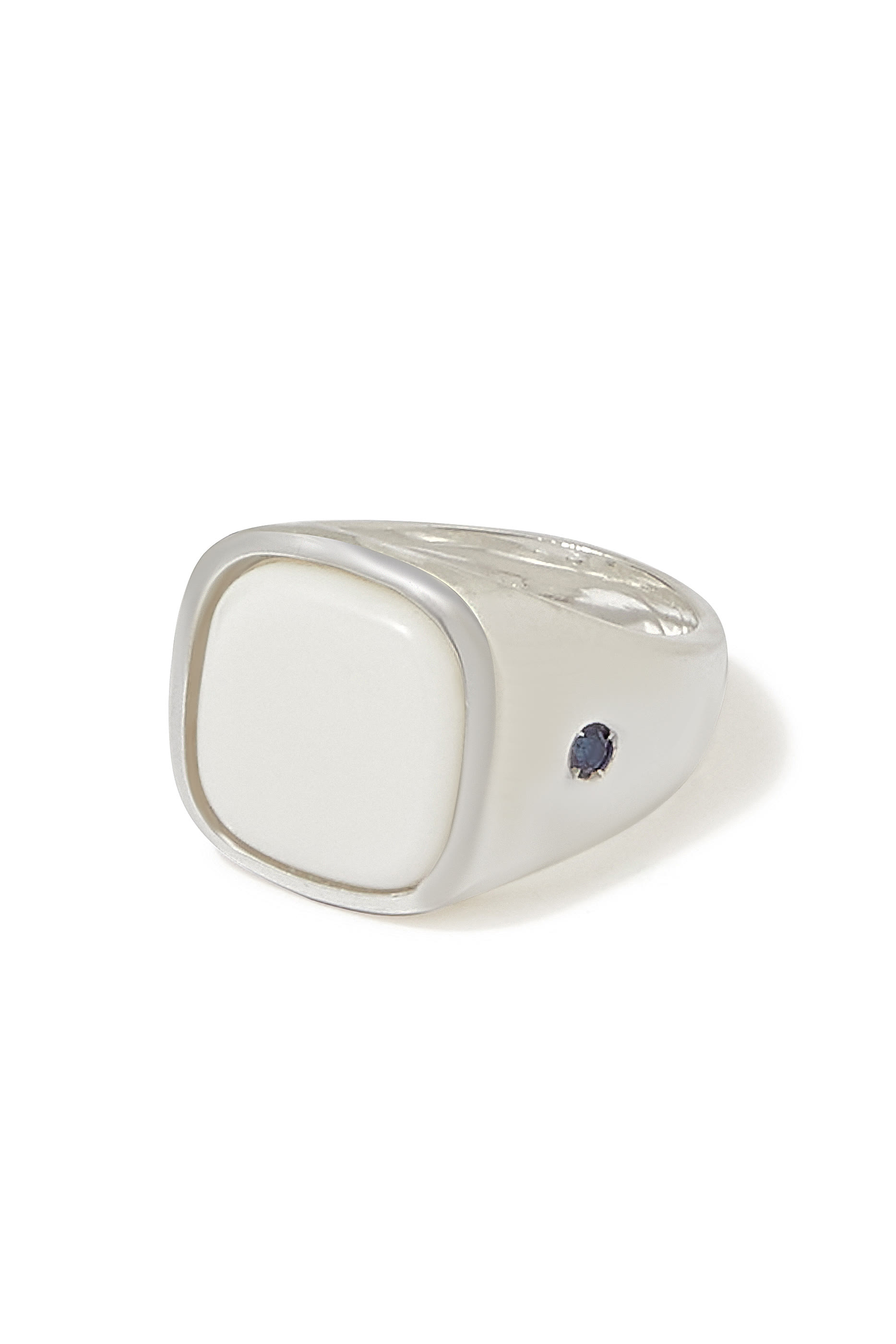 White Agate Signet Ring