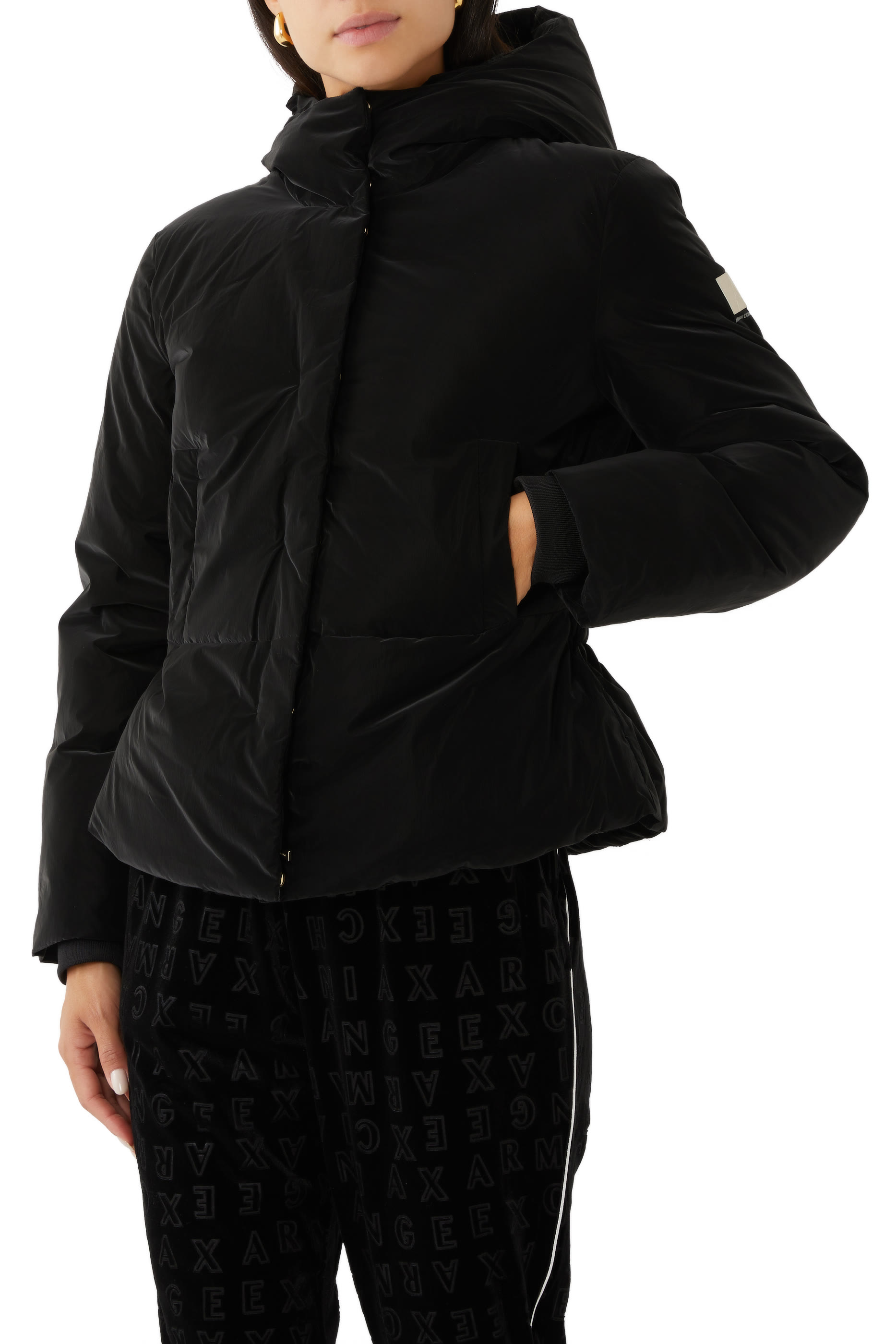 Velour Effect Fabric Jacket with Hood