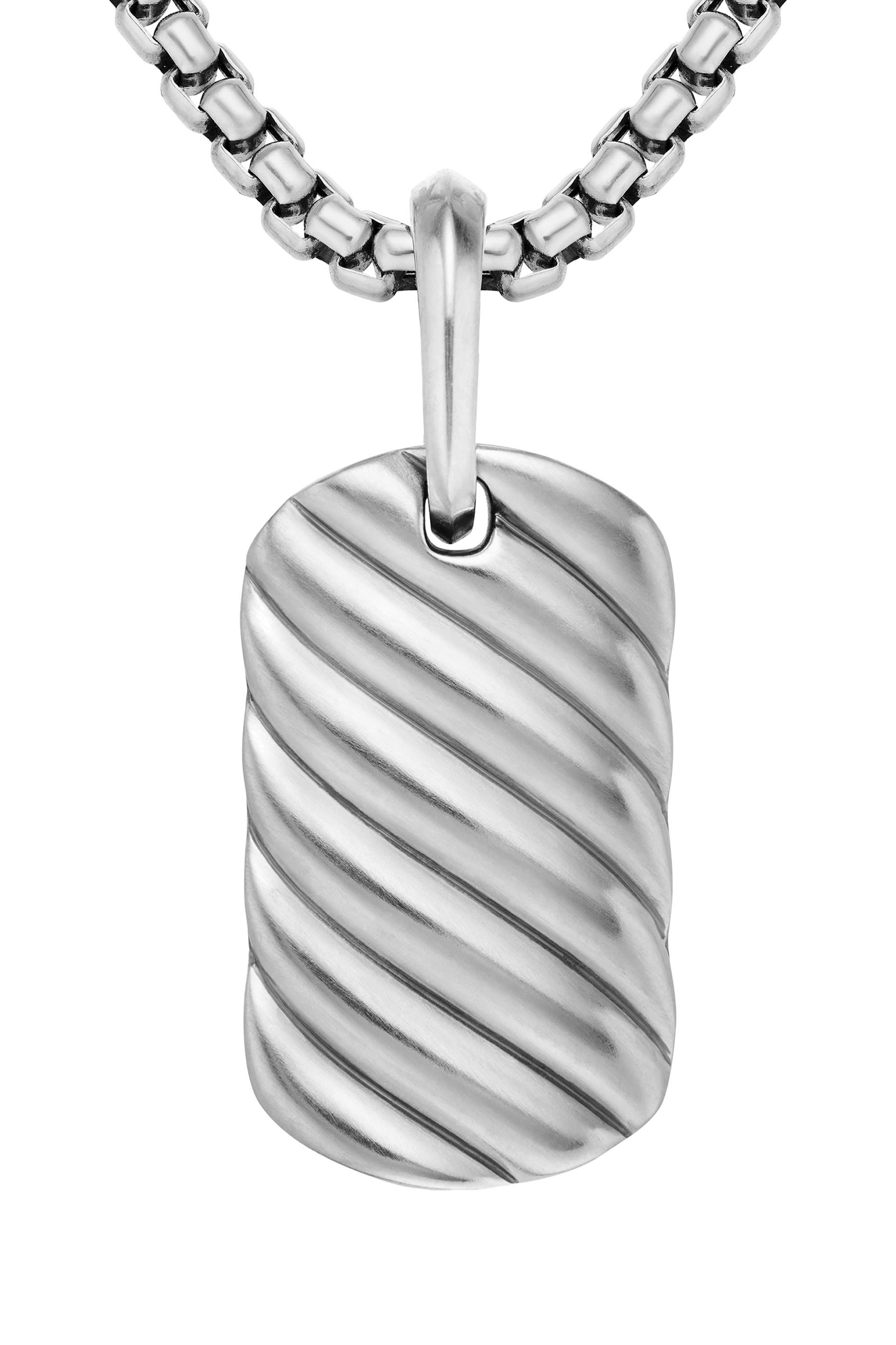 Sculpted Cable Tag, Sterling Silver