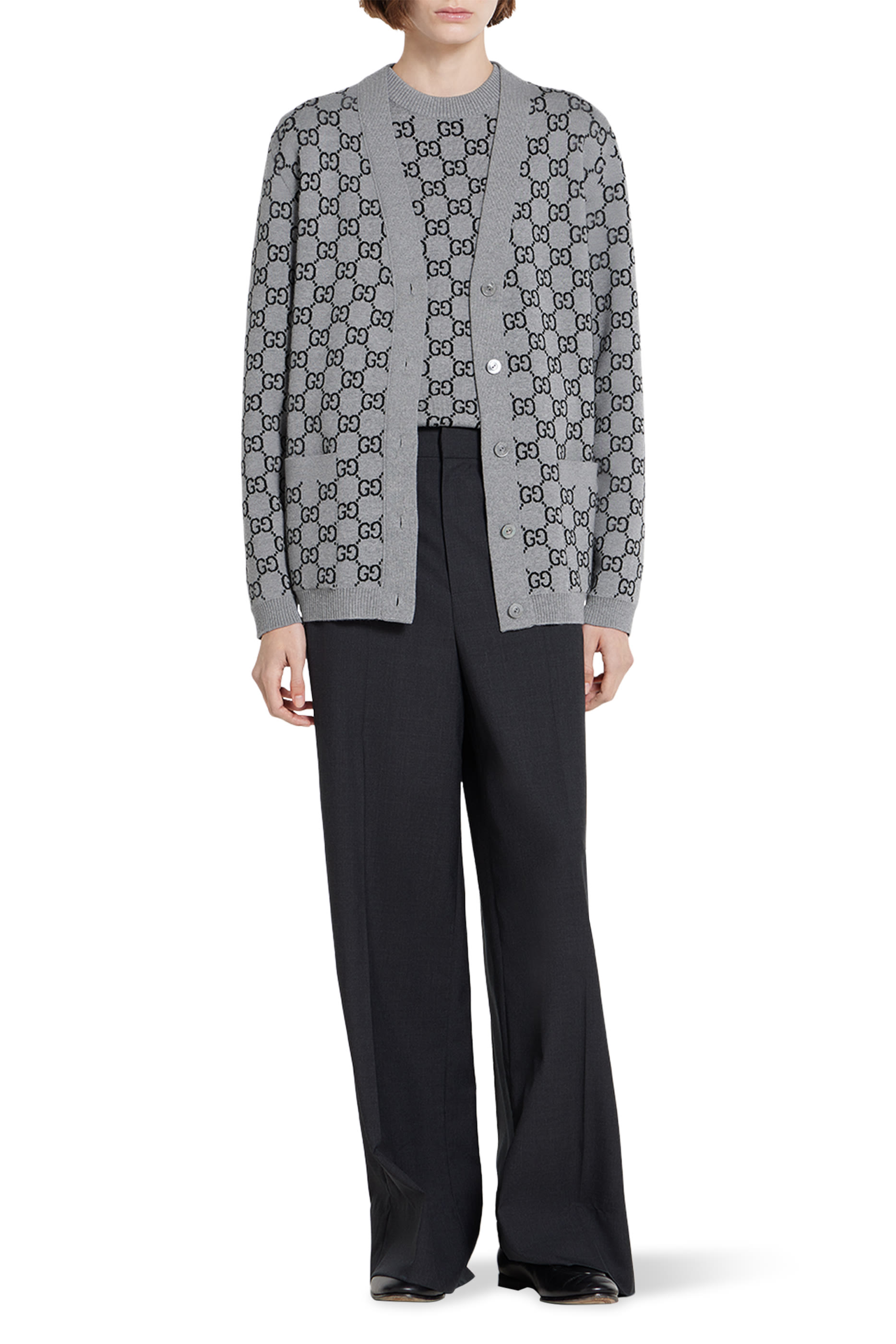  Reversible GG Wool Jacquard Top