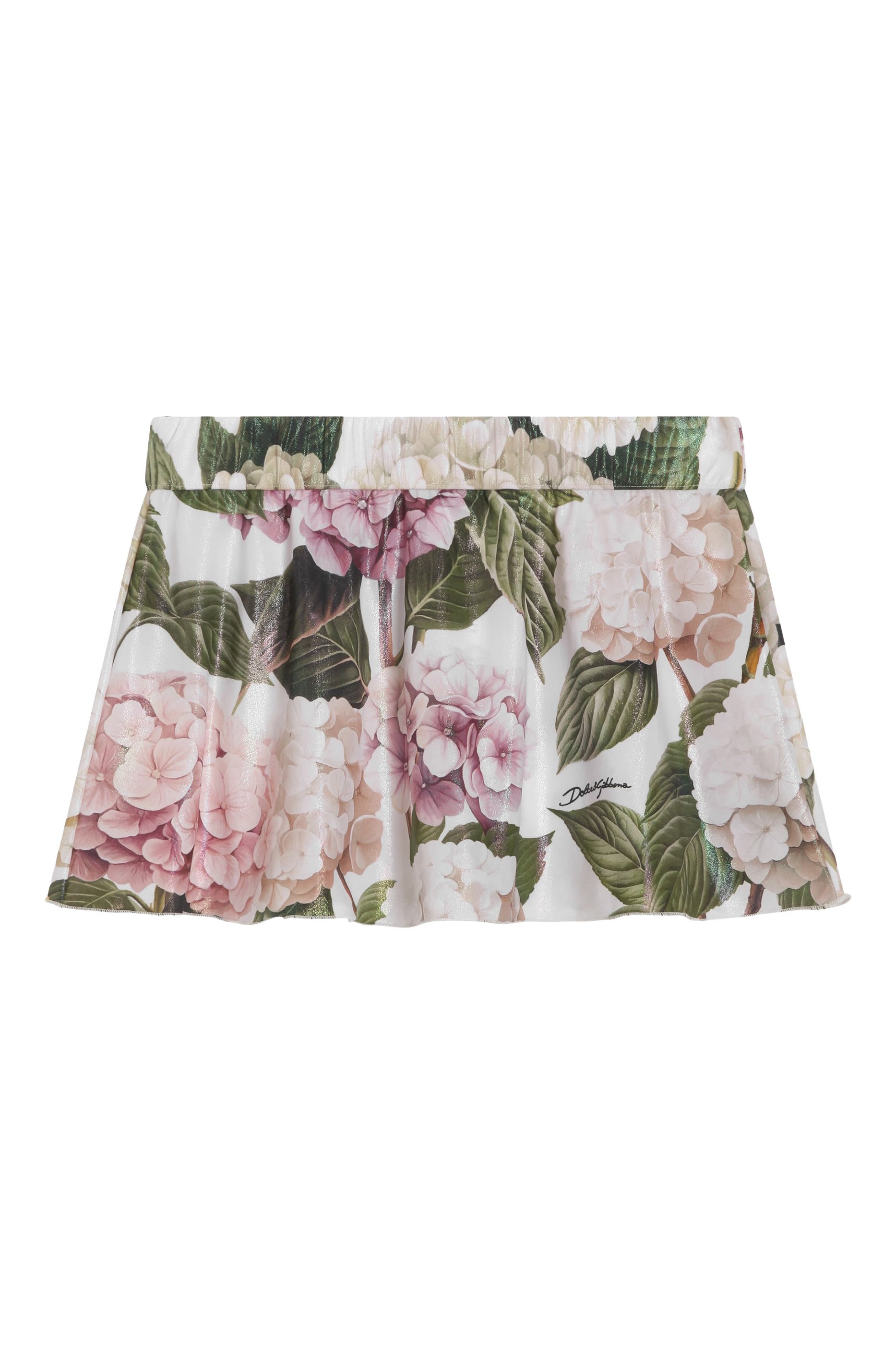 Kids Hydrangea-Print Short Skirt 