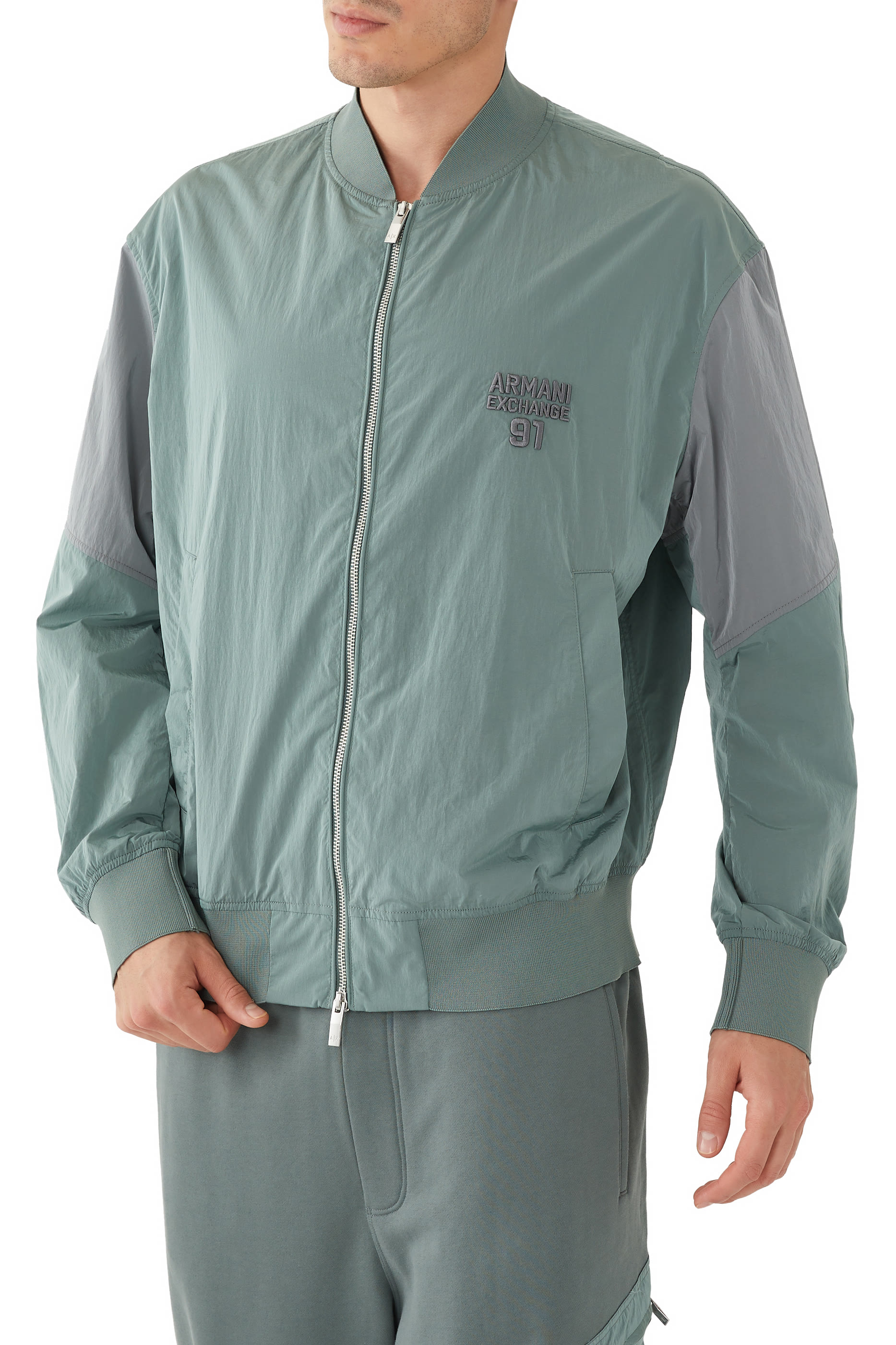 AE Logo Nylon Bomber Jacket