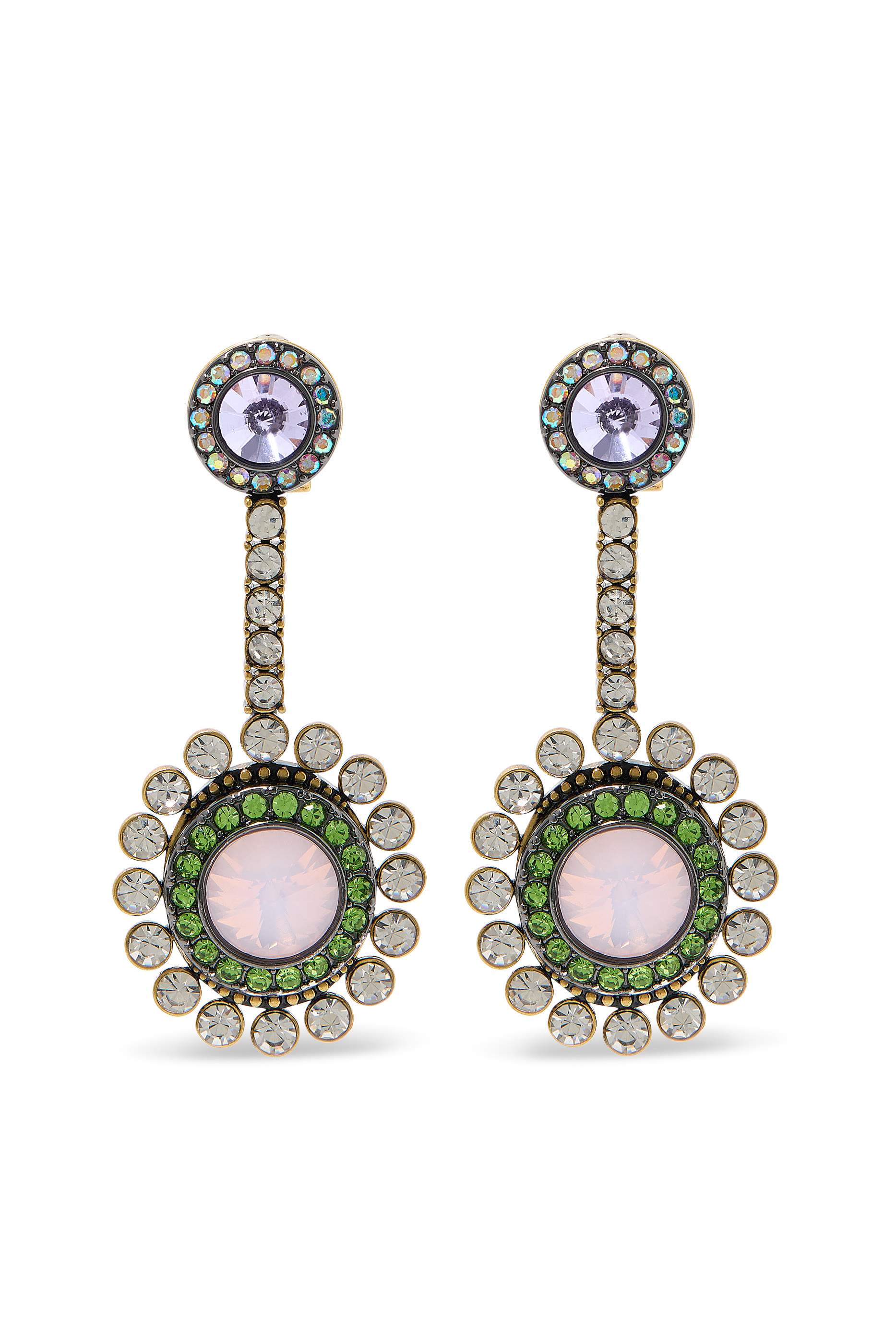 Large Octavia Earrings, Brass & Crystals