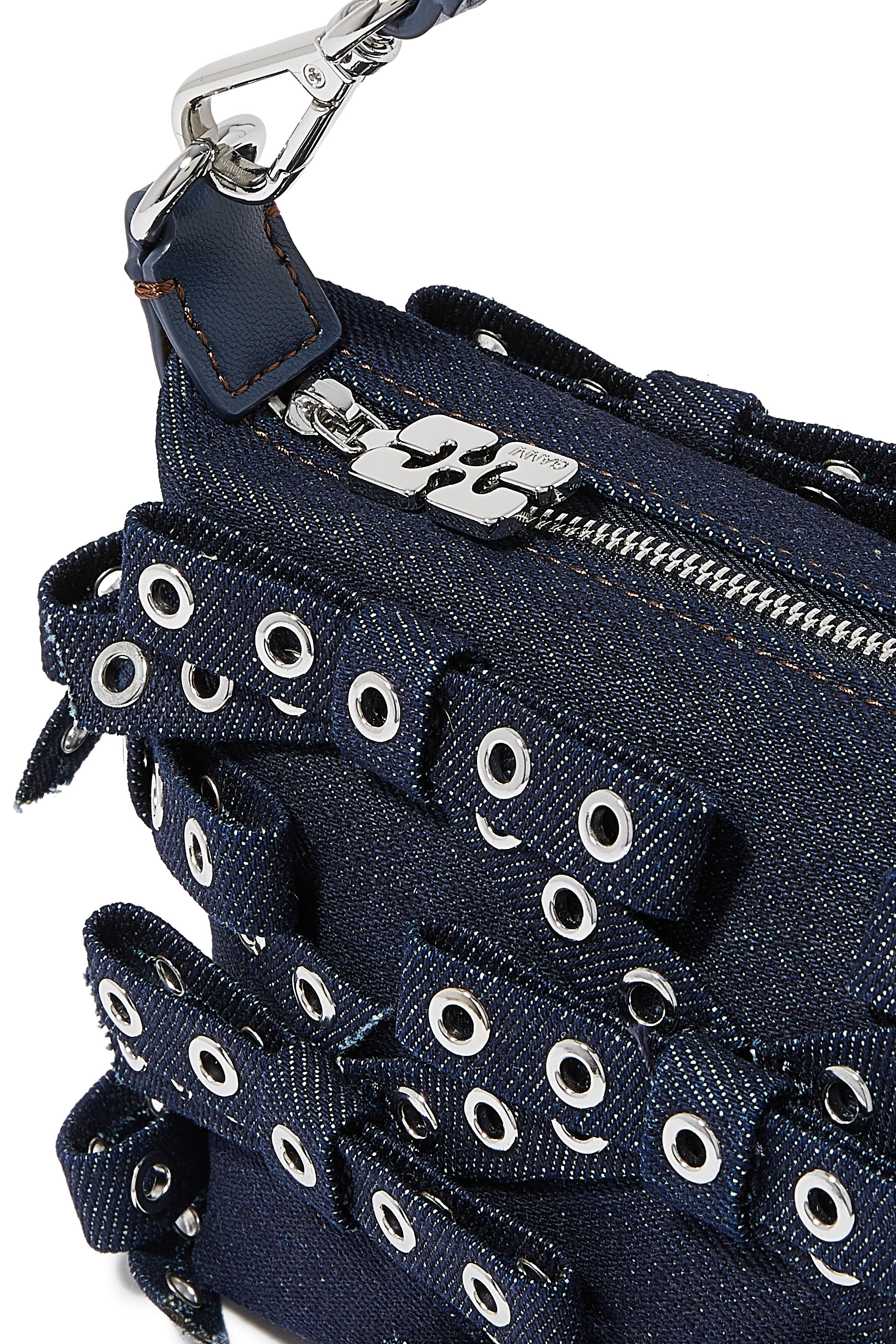 Denim Small Bow Eyelet Butterfly Pouch Bag