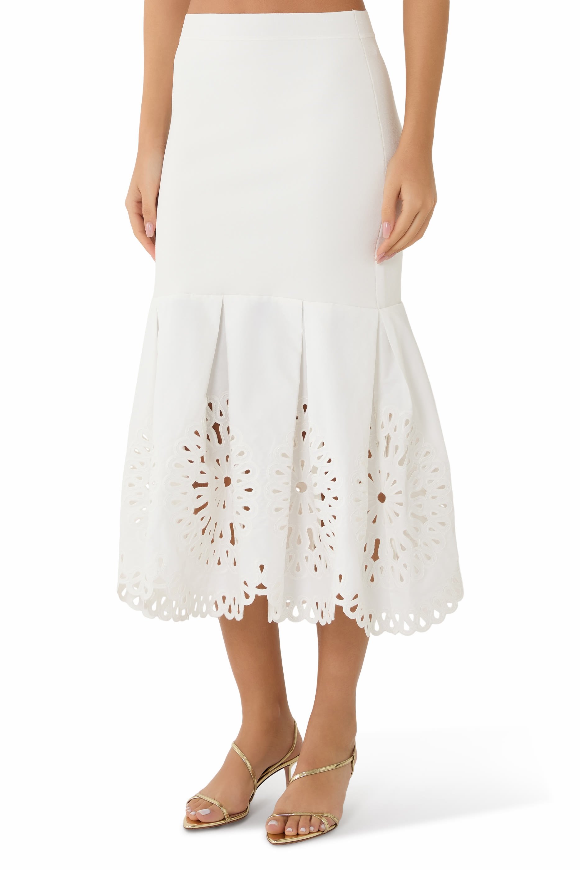 Eveletta Embroidered Knit Midi Skirt