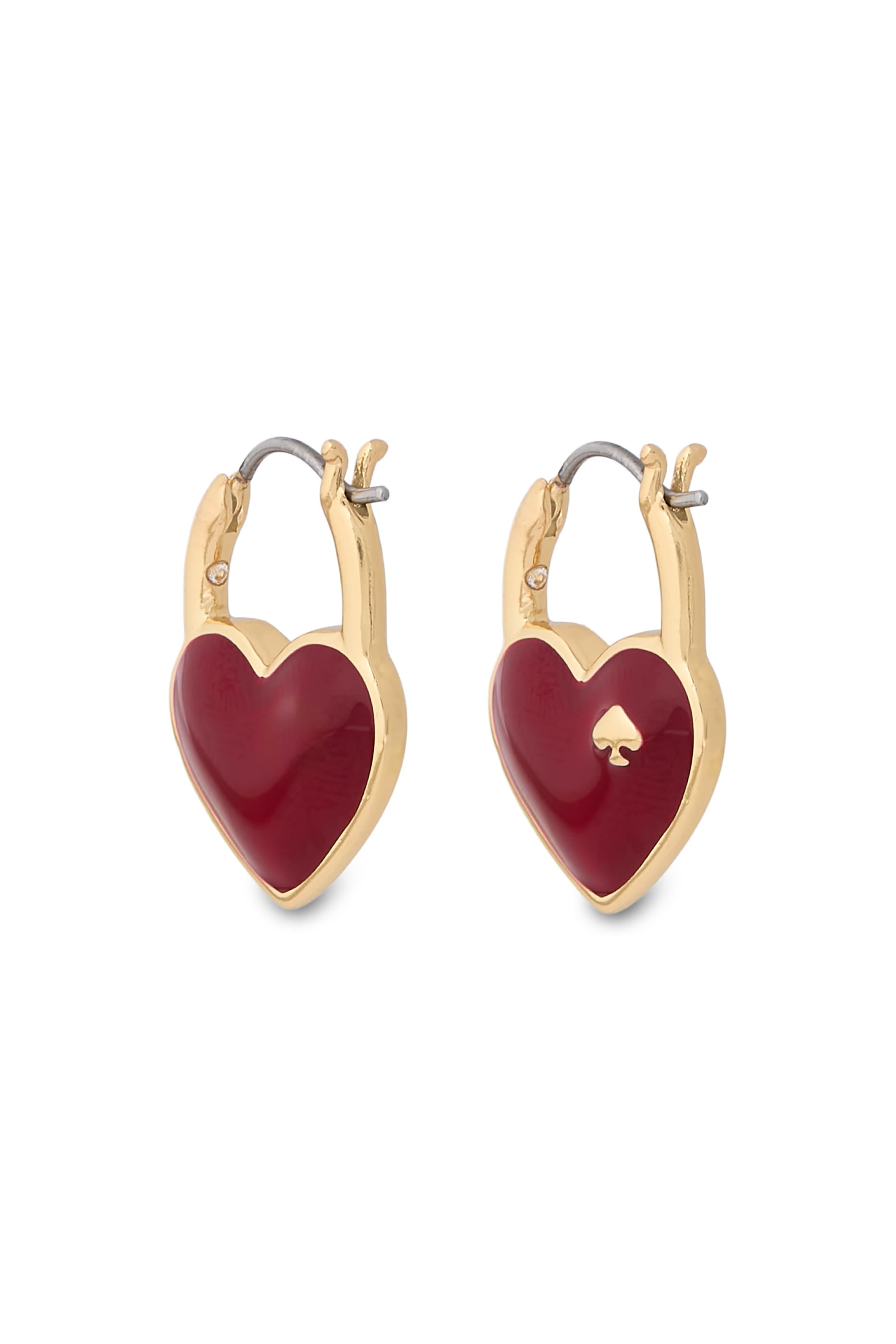 Heart Spade Huggies, Stainless Steel Posts & Enamel