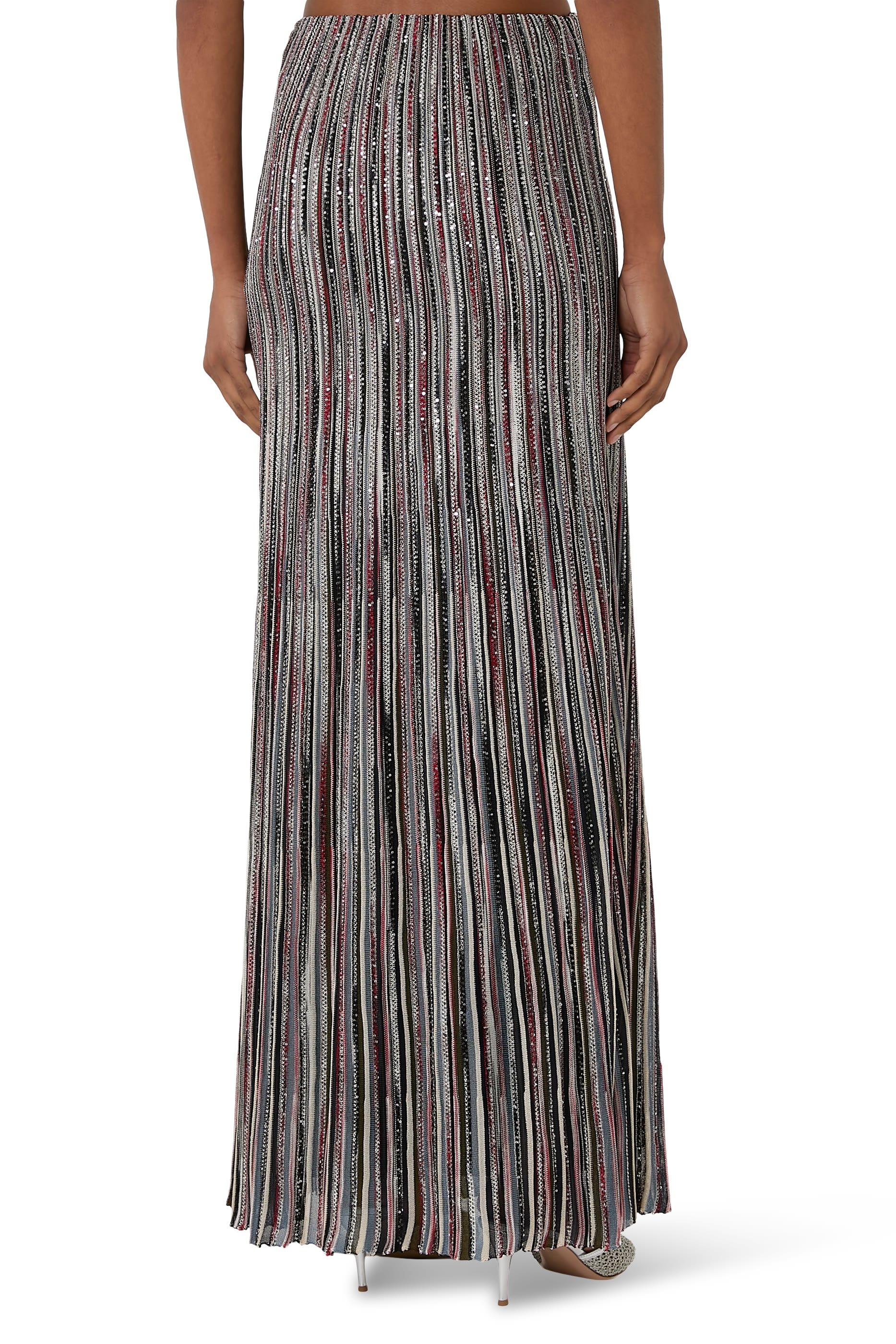 Partialized Knit Lurex Maxi Skirt
