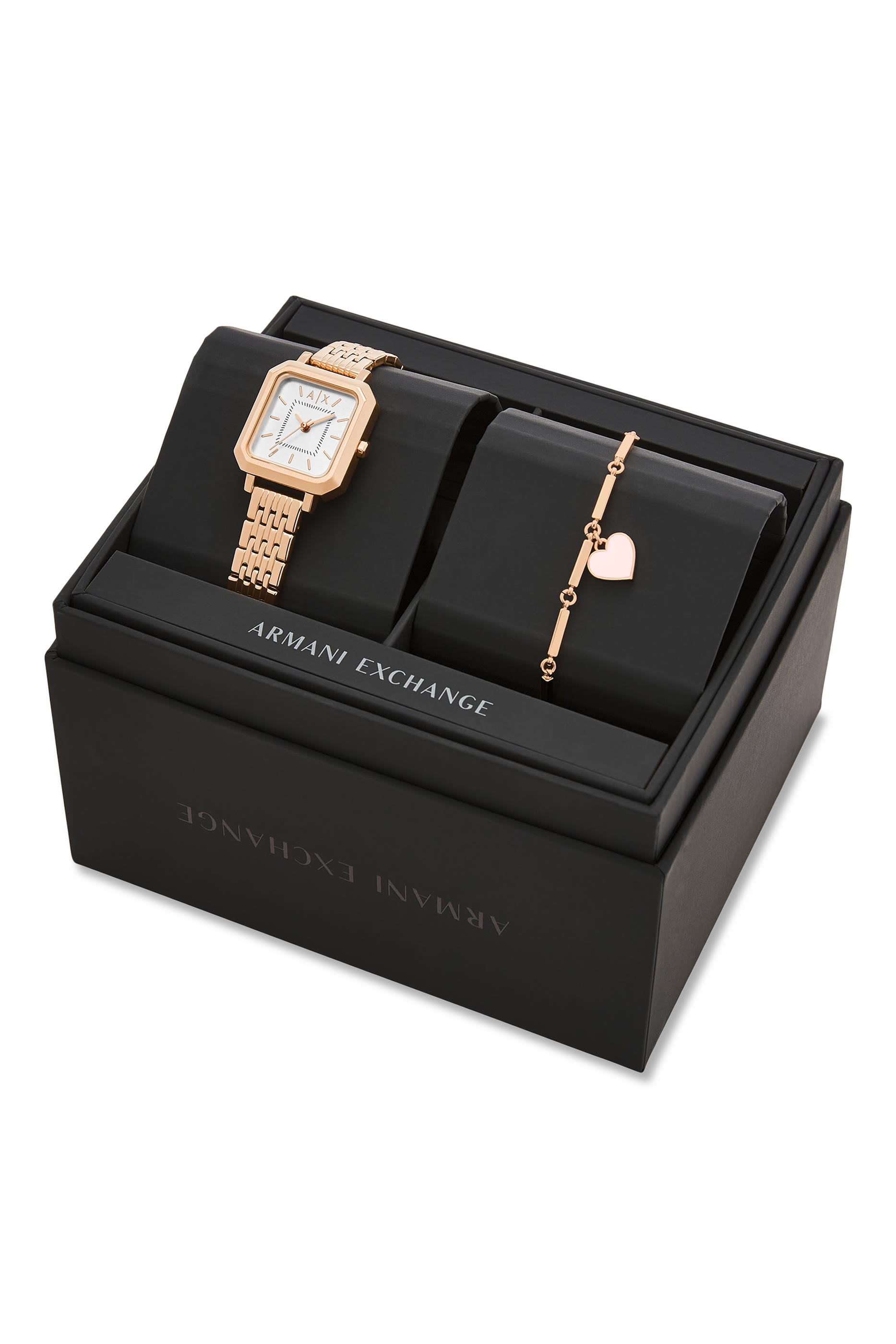 Three-Hand Stainless Steel Watch & Bracelet Set