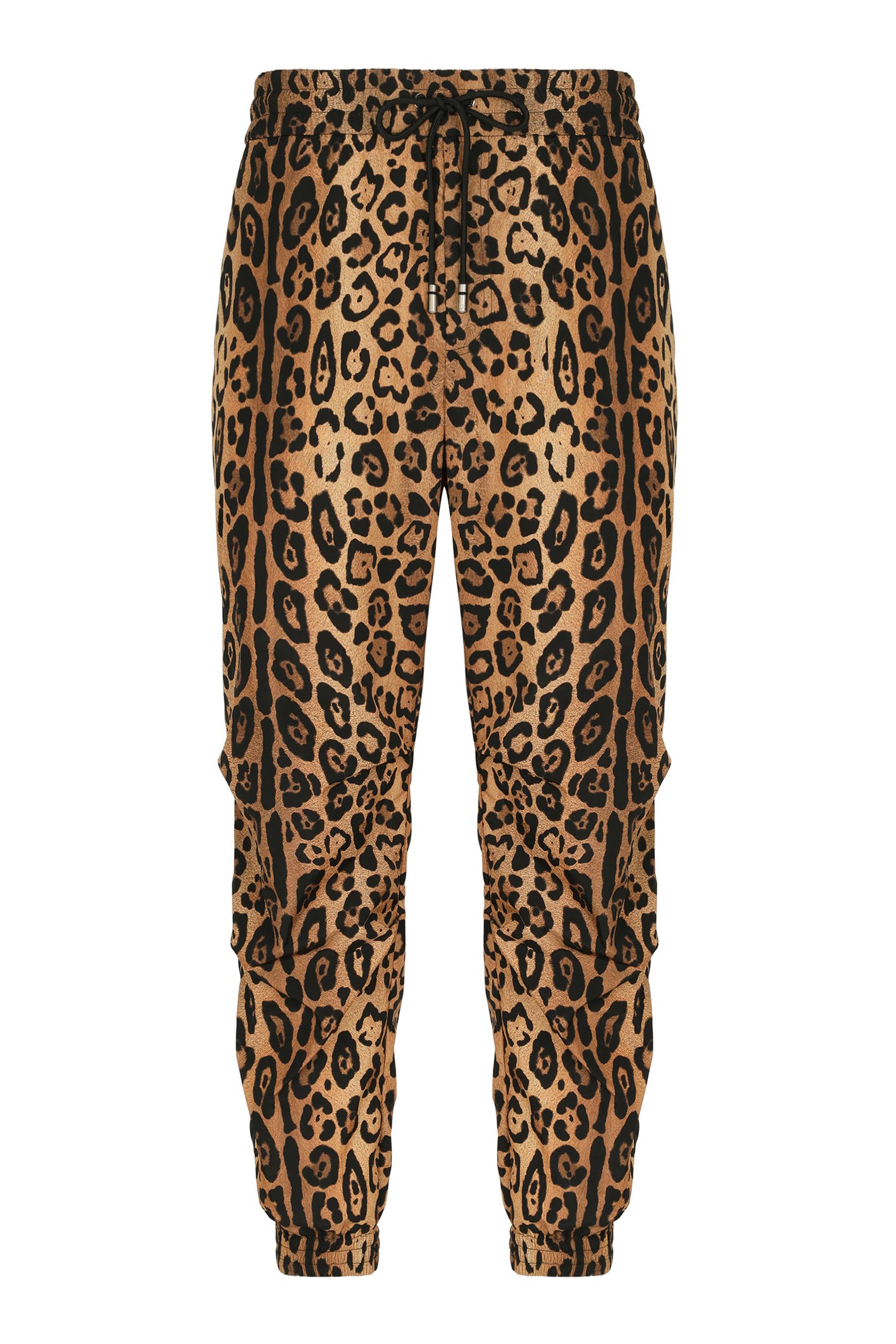 Jogging Pants with Leopard-Print Crespo and Tag