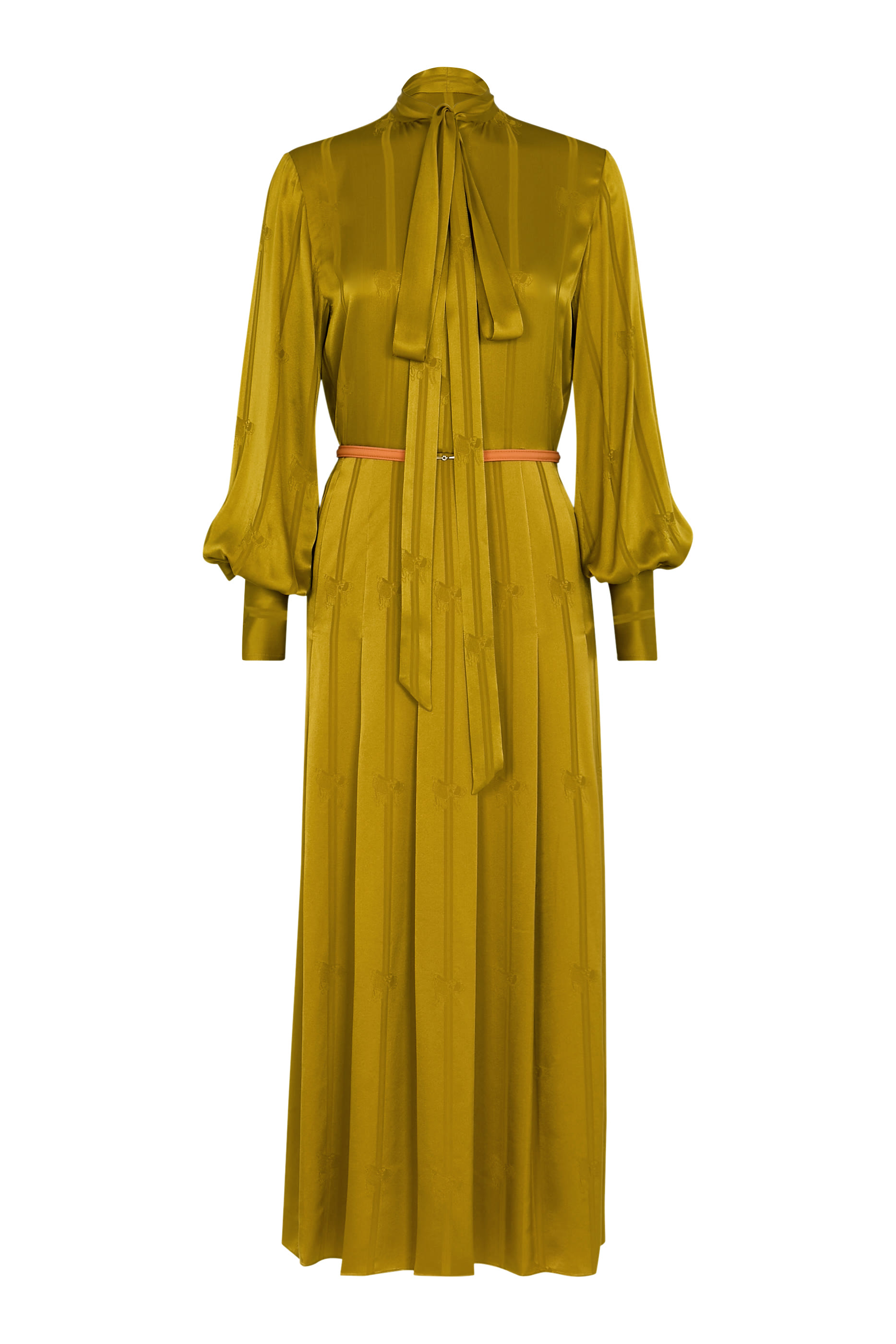 Saddles Silk Jacquard Belt Dress