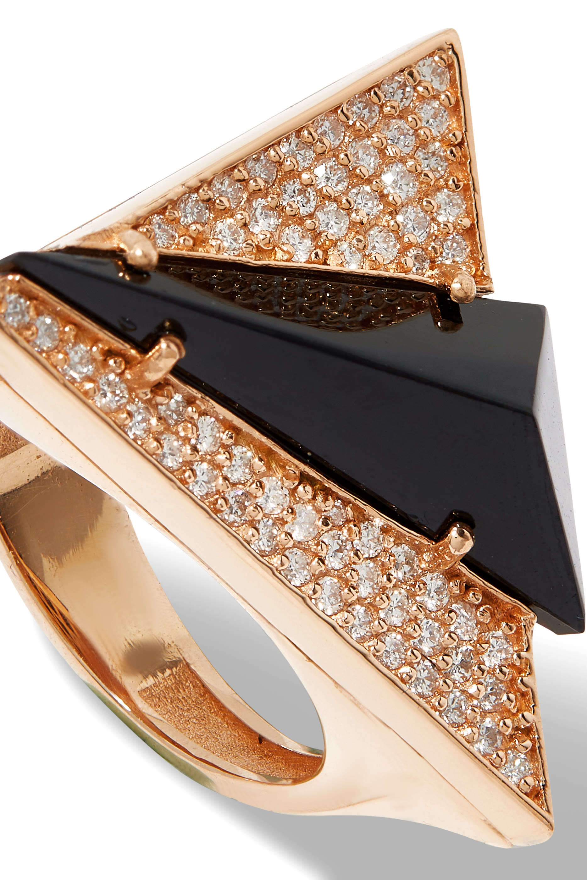 Neutra Aztec Ring, 18k Rose Gold, Diamonds & Black Onyx