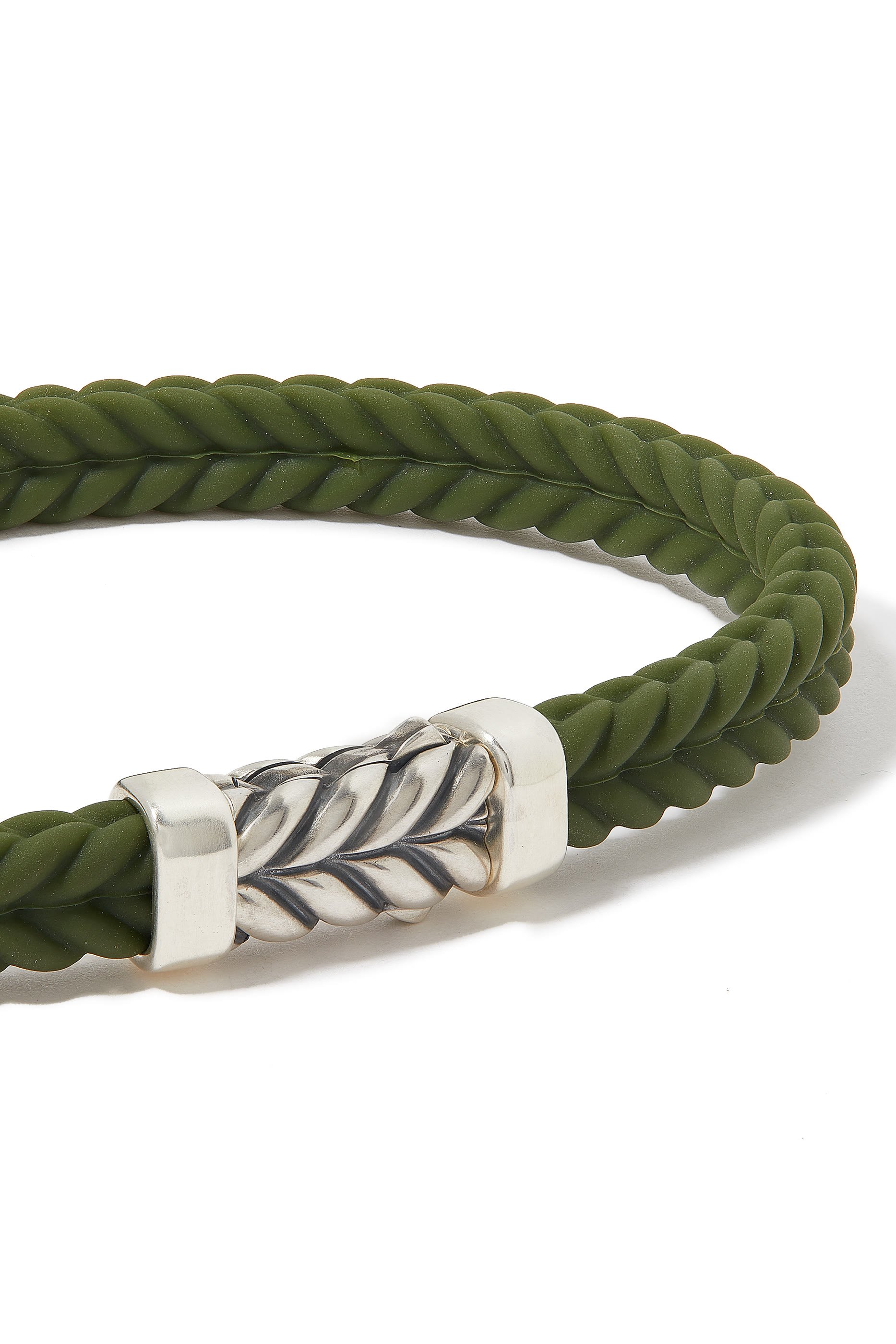 Chevron Woven Rubber Bracelet and Sterling Silver