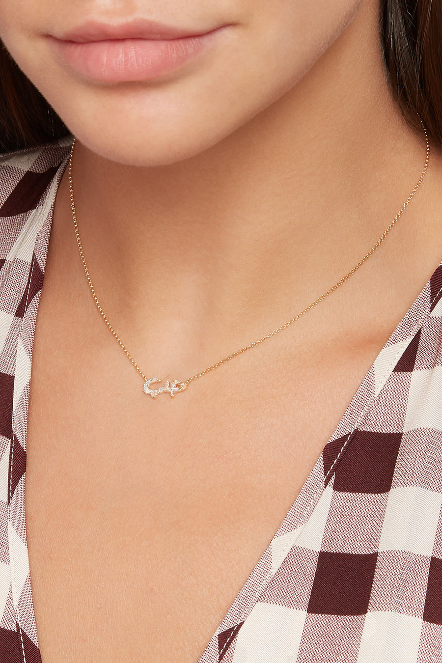 Hob/Love Necklace, 18k Yellow Gold &  Baguette Diamonds