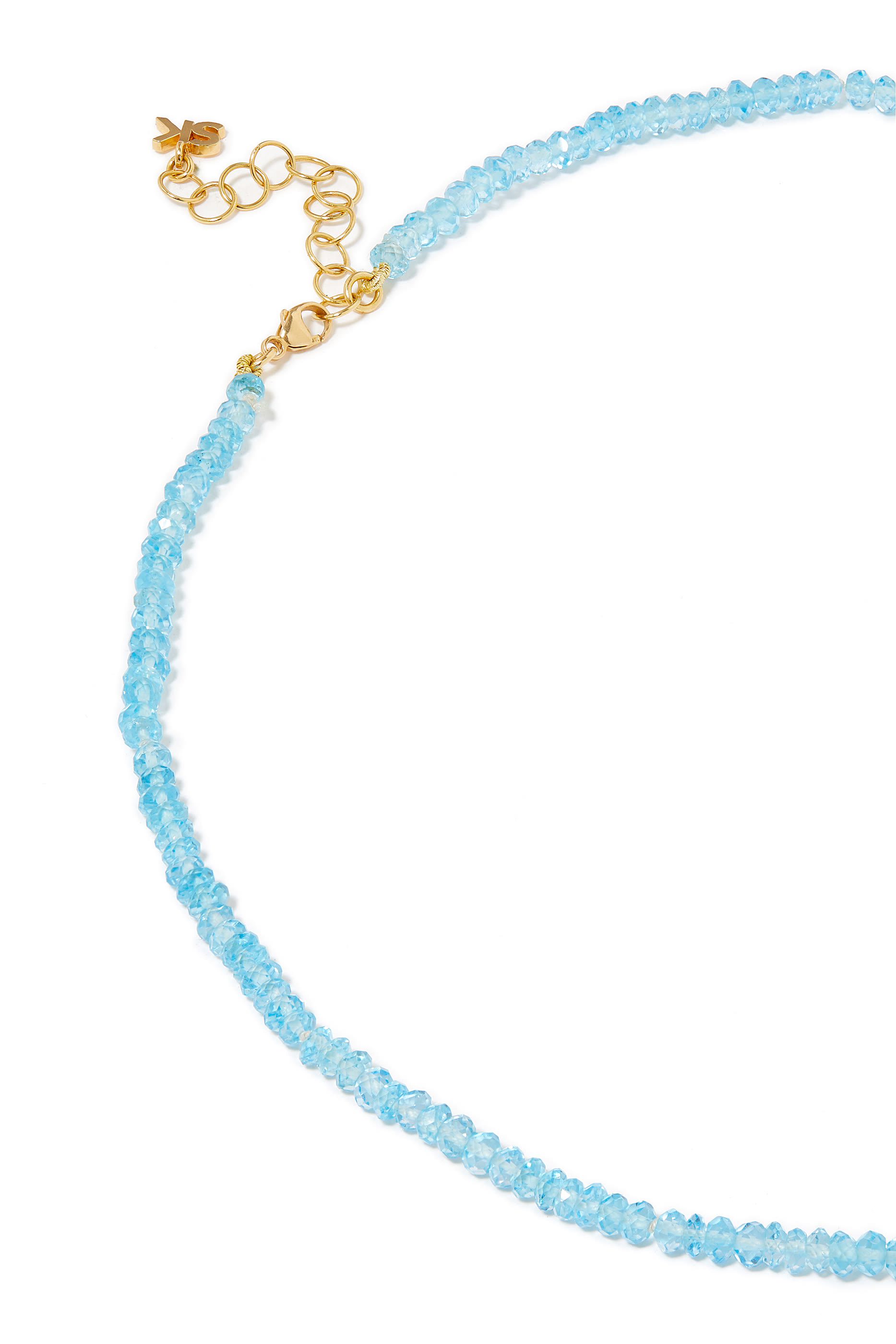 Infinite Beaded Topaz and Mini Rondelle Necklace, 18k Yellow Gold & Blue Topaz Beads