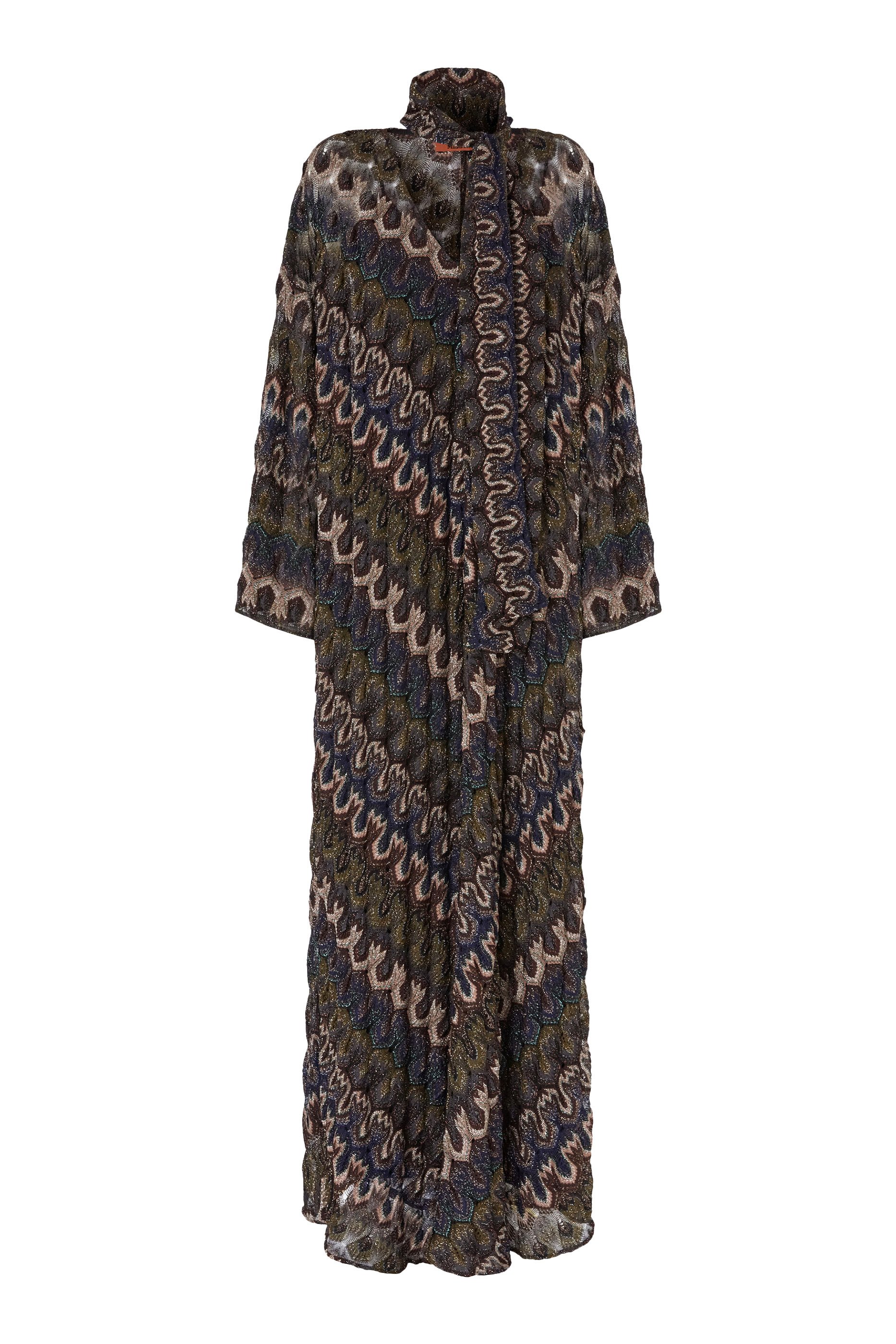  Long Lam&eacute; Viscose Dress with Removable Sash 