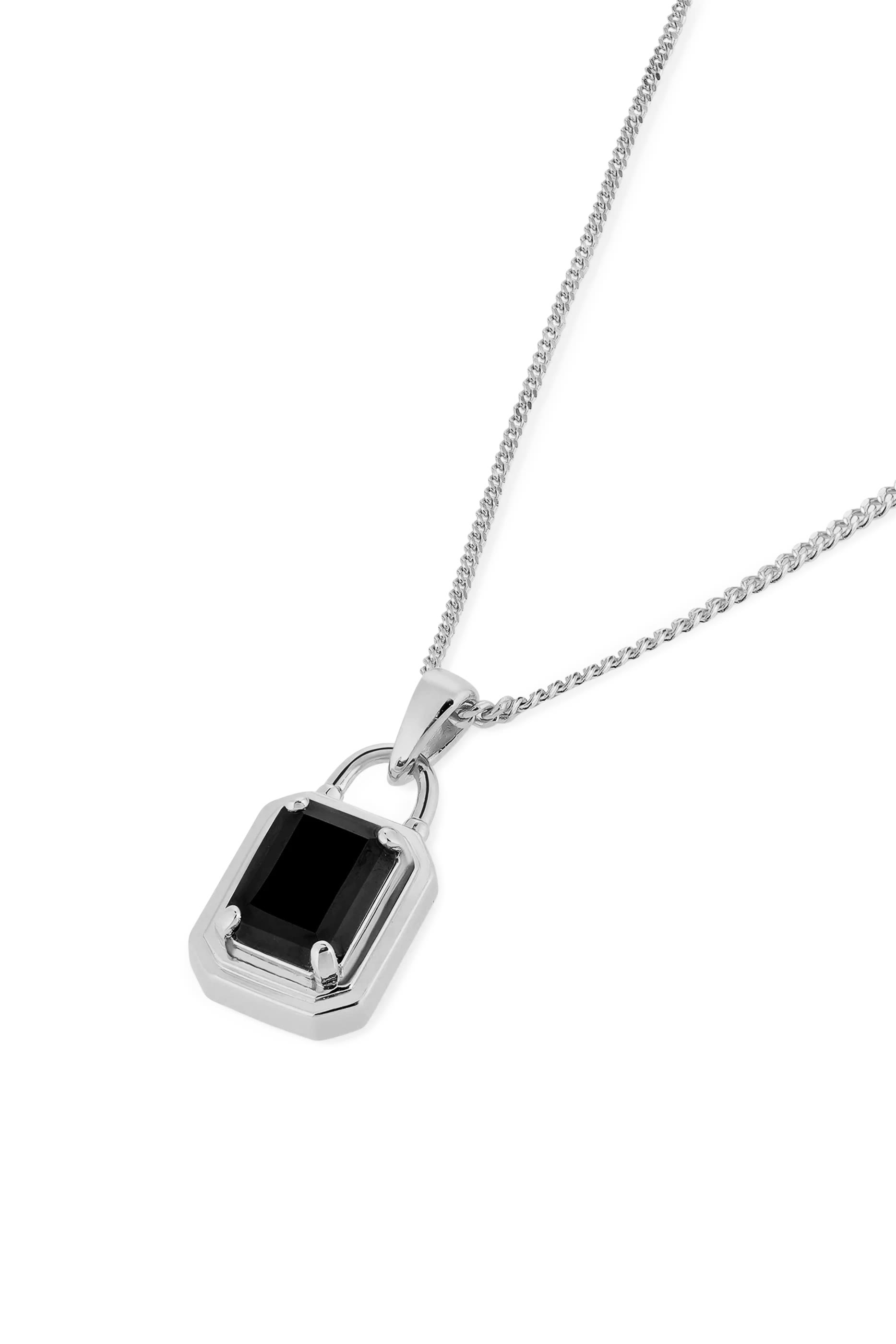  Solitaire Pendant Necklace, Sterling Silver & Emerald cut 5A Cubic Zirconia