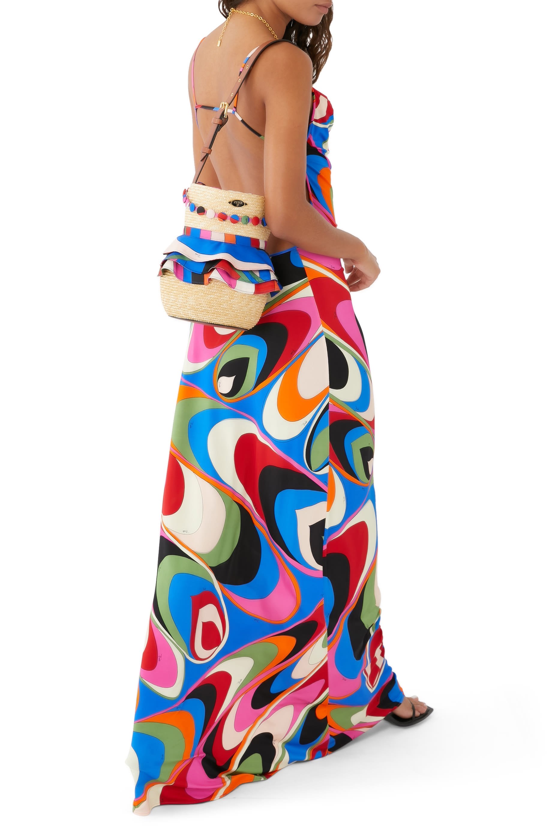 Onde-Print Long Dress