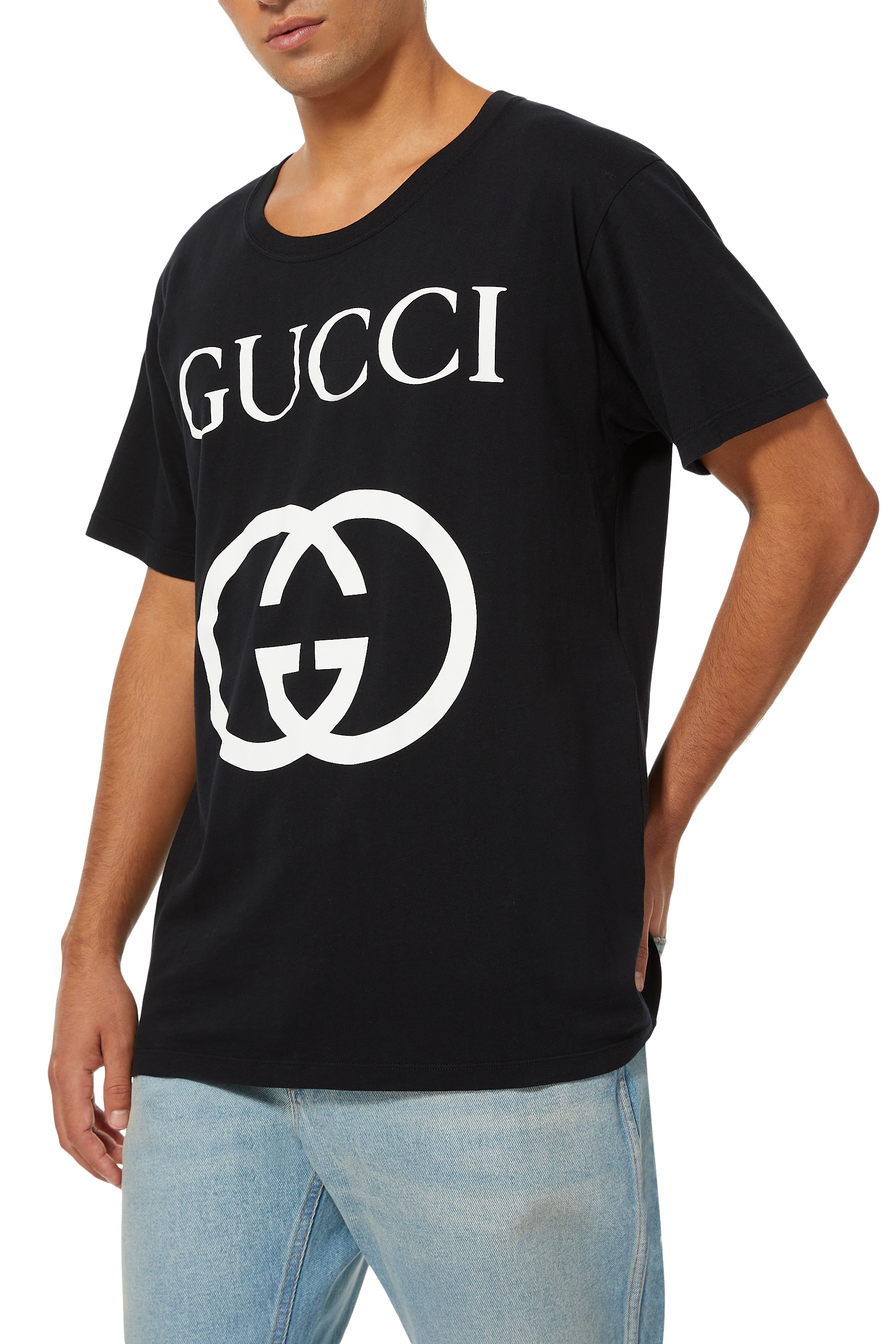 Buy Gucci Interlocking G Logo Cotton T-Shirt for Mens | Bloomingdale's  Kuwait