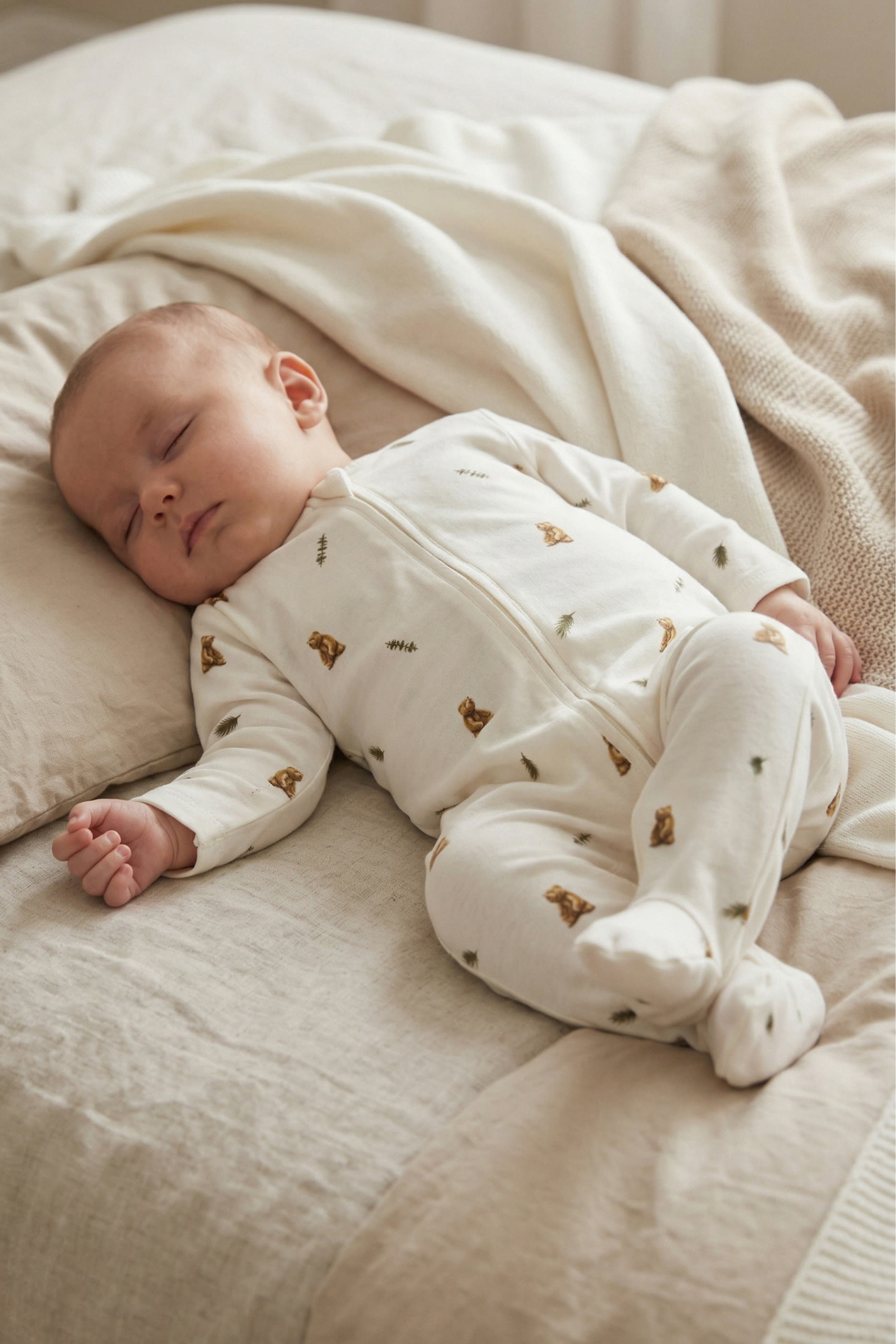 Kids  Brown Bear Print Sleepsuit