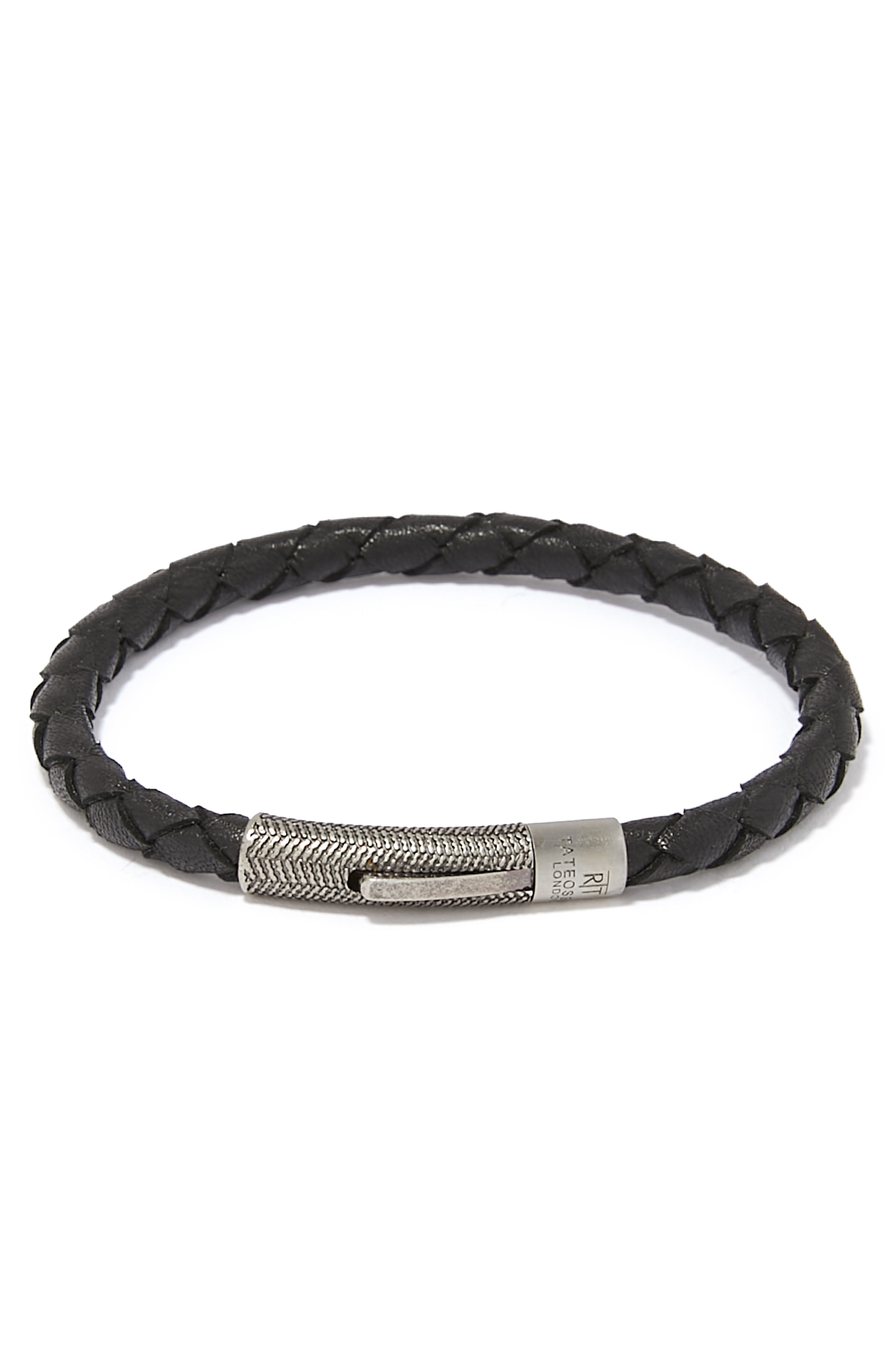 Herringbone Bracelet, Leather & Sterling Silver