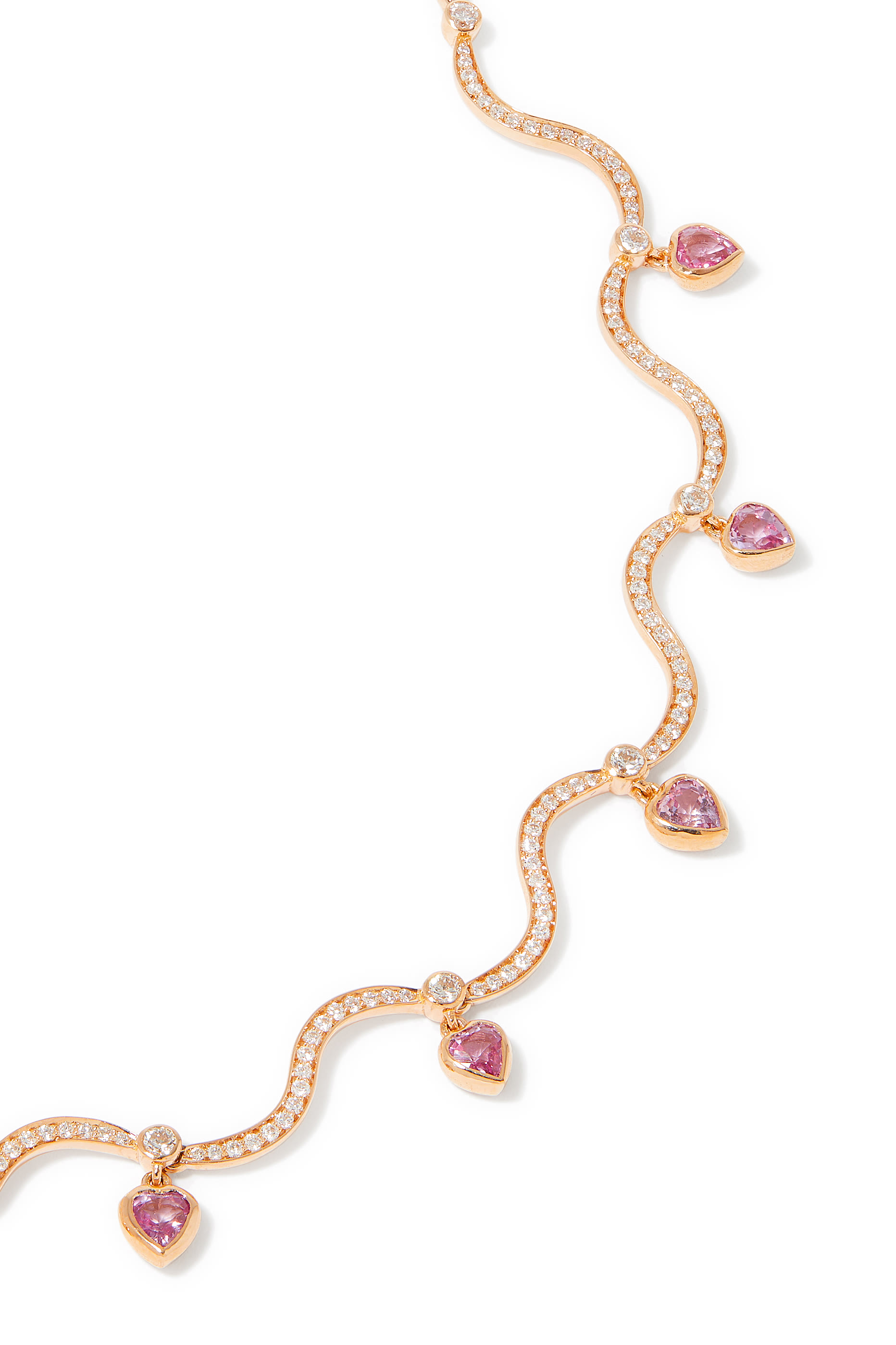 Dangling Heart Choker, 18k Pink Gold with Diamonds