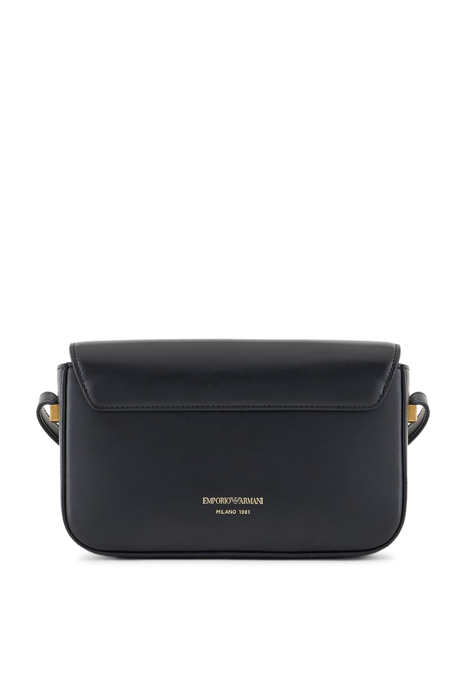 Metal Eagle Logo Smooth Leather Shoulder Bag