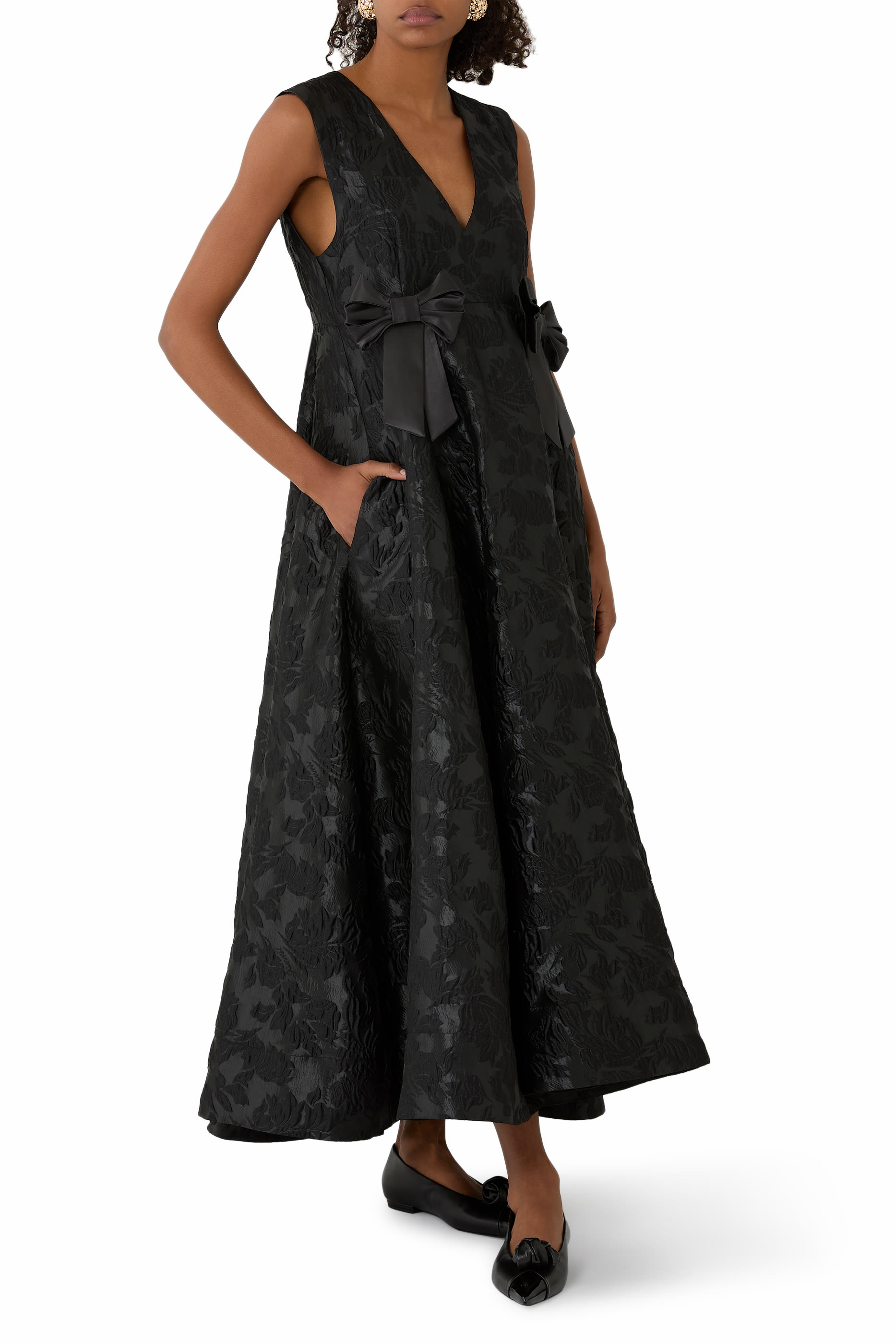  Satin Cloqu&eacute; Long Dress 