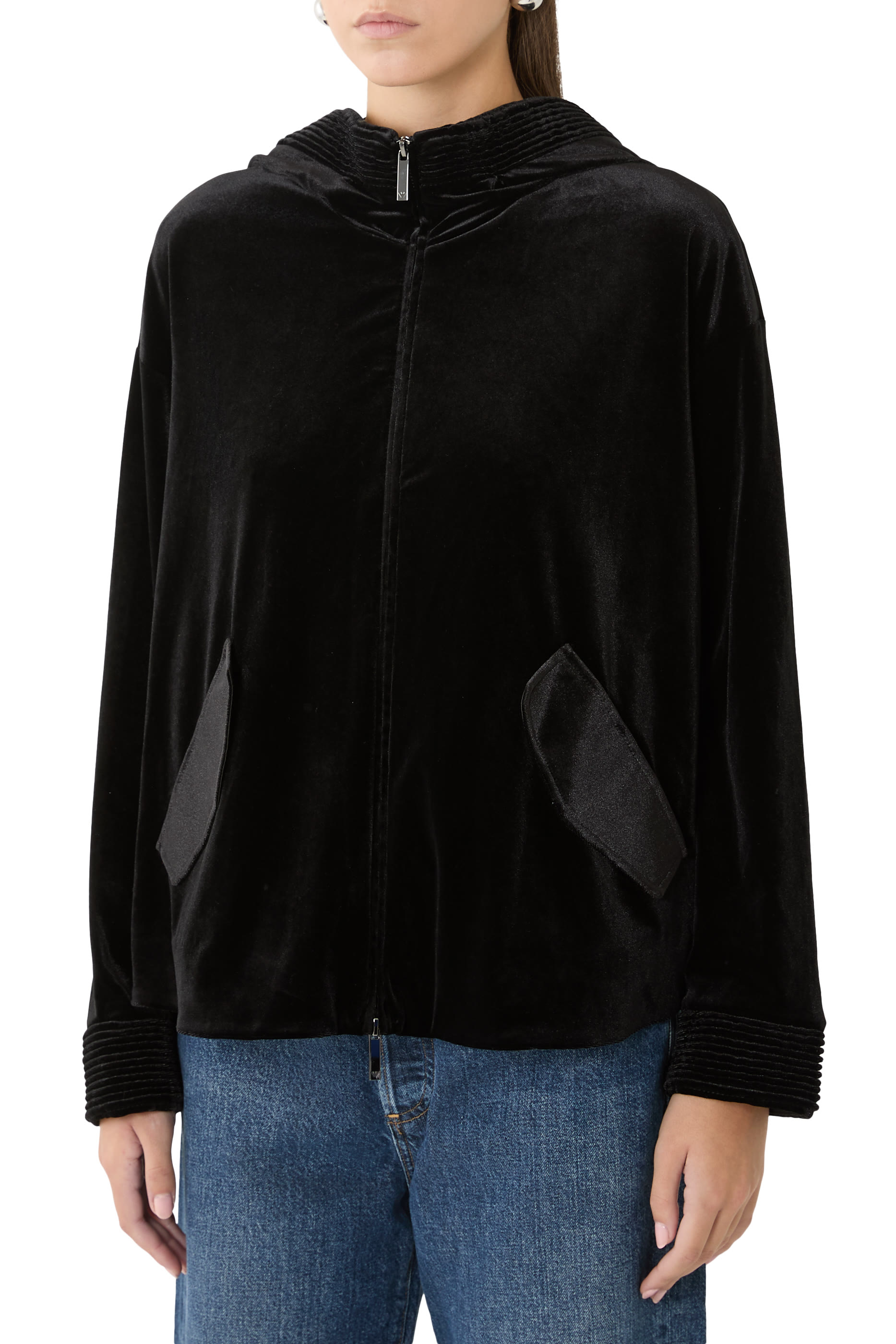  Stretch Chenille Hooded Sweatshirt 