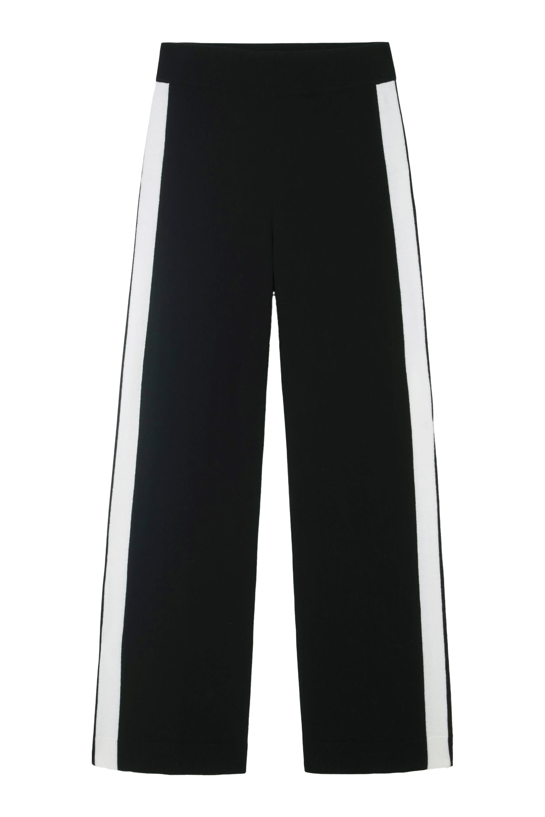 Side Stripe Wide Leg Cashmere Trousers