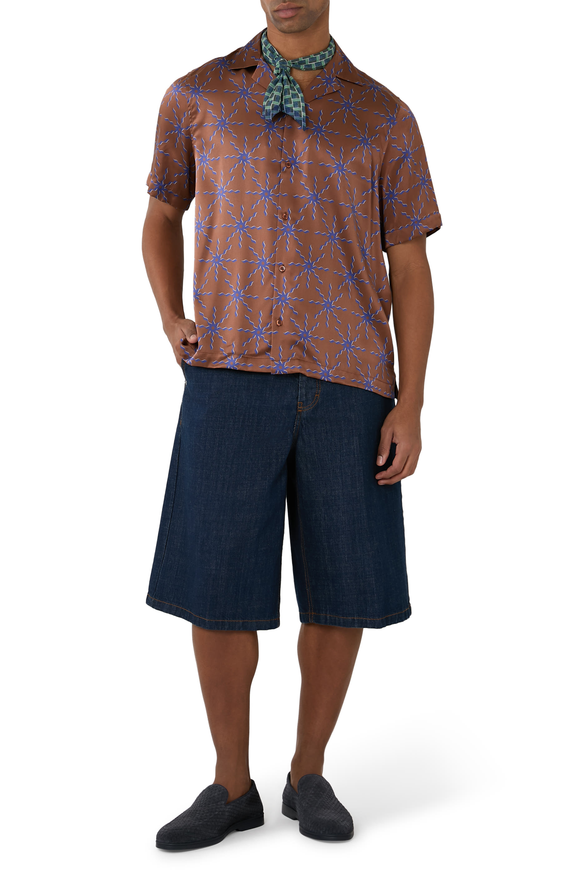 Weave Pattern Suede Loafers