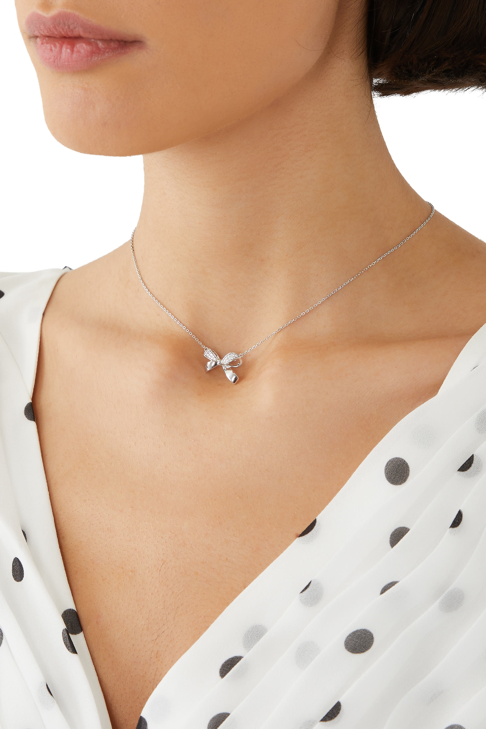 Sentimental Bow Pendant Necklace, Sterling Silver